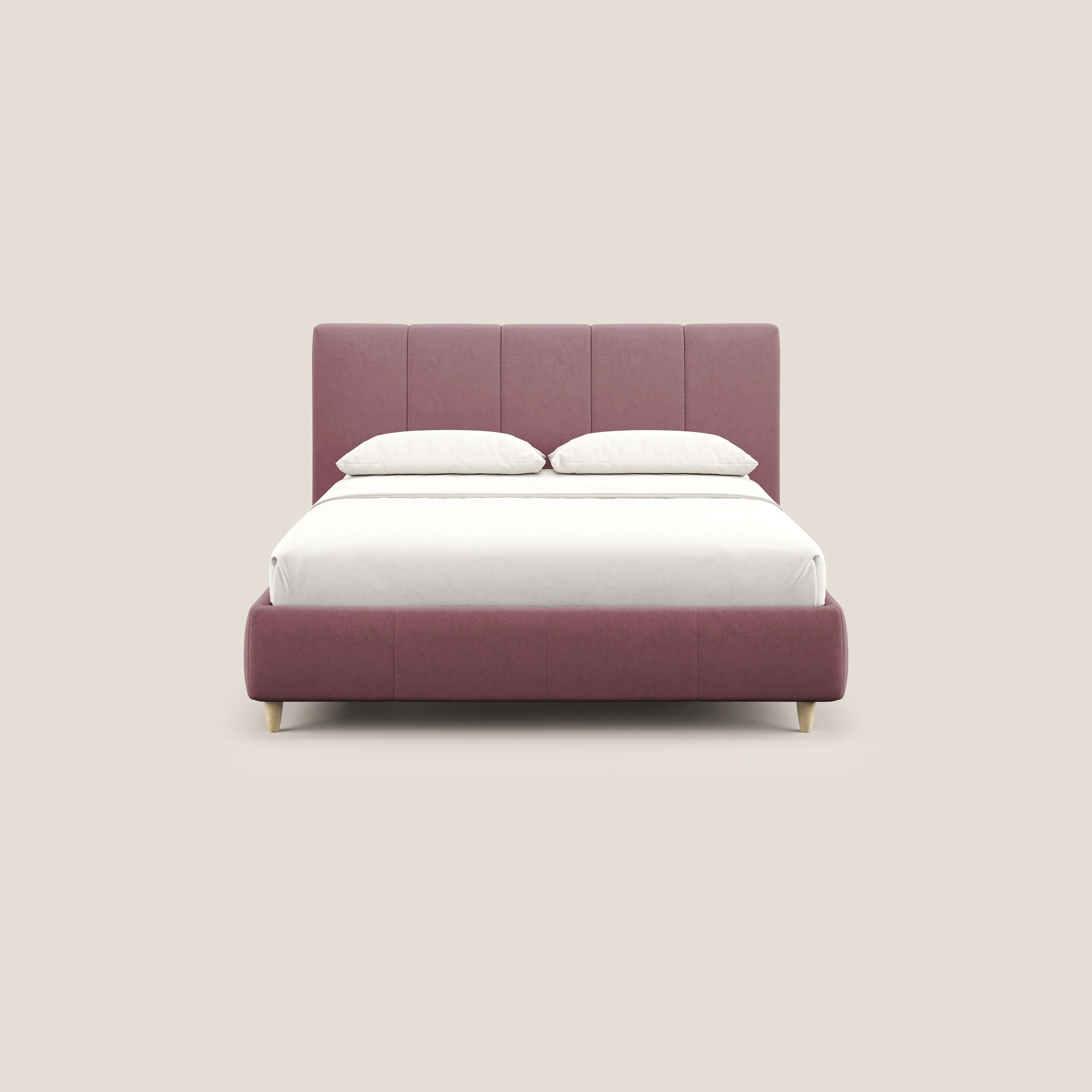 Laura lit avec coffre déhoussable en microfibre velours T09 saumon - Image 4