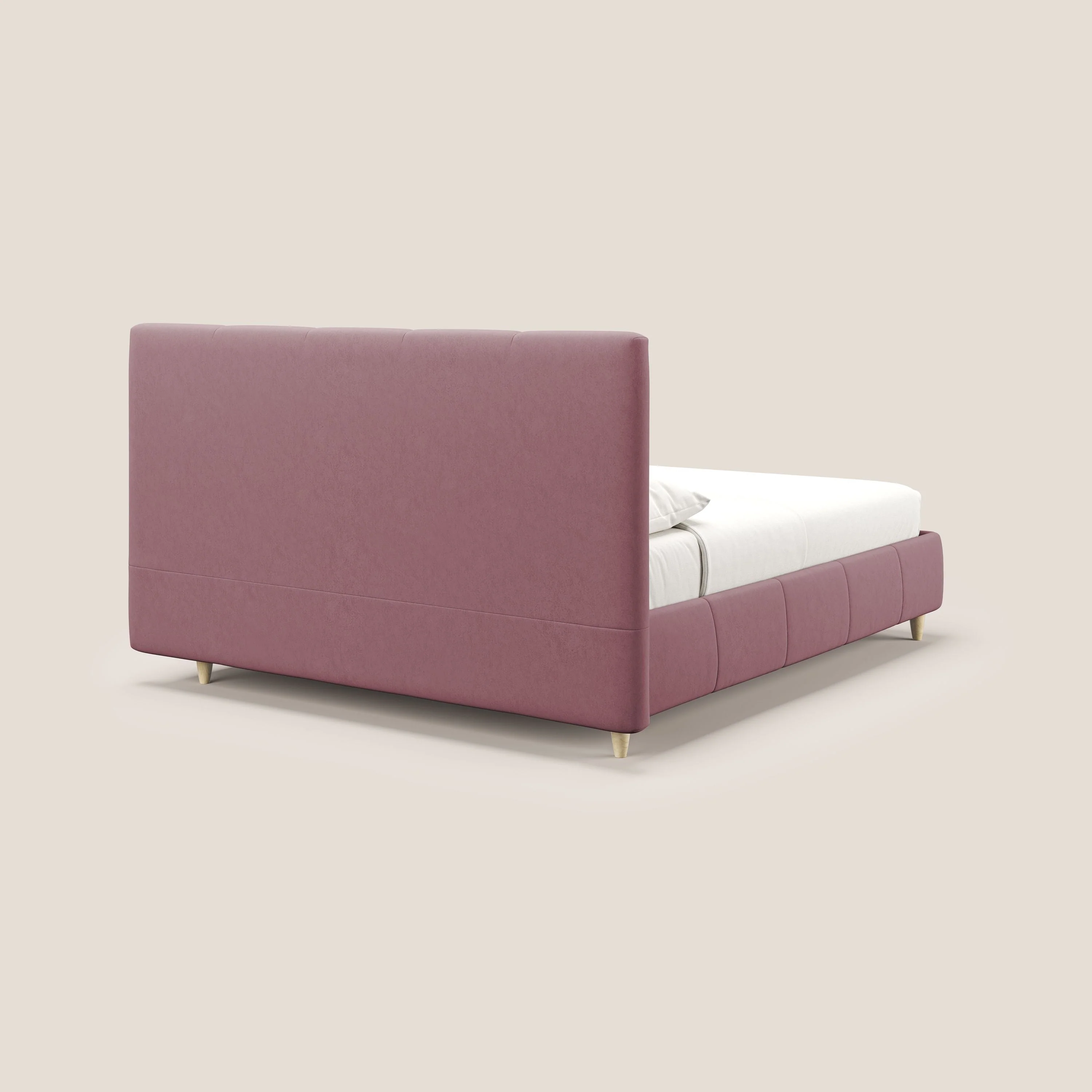 Laura lit avec coffre déhoussable en microfibre velours T09 saumon - Image 7