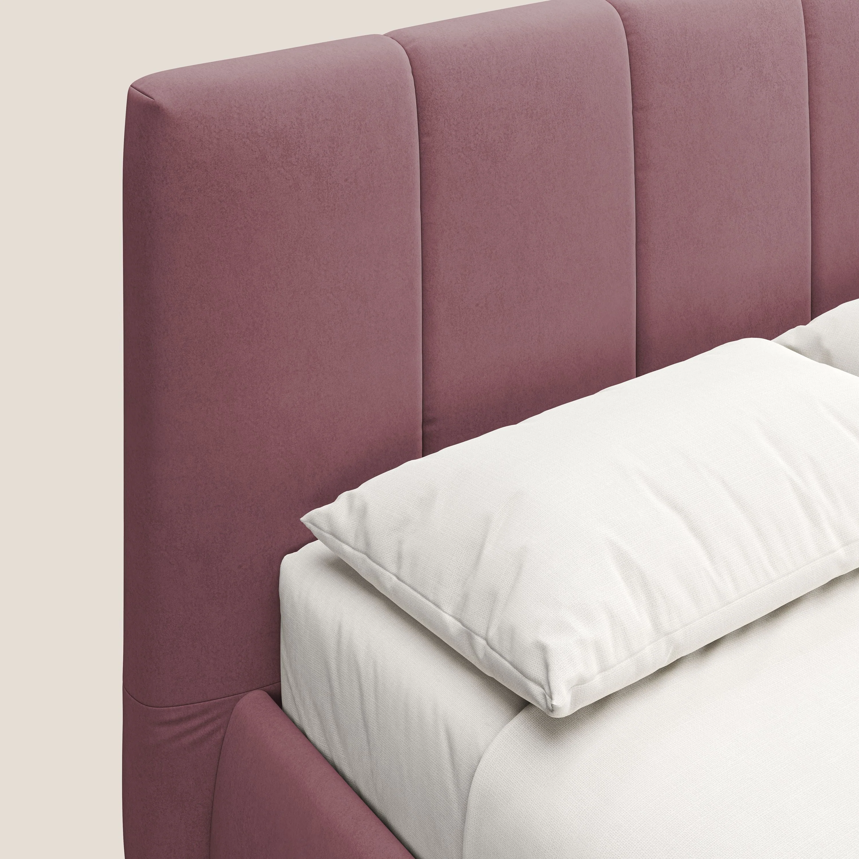 Laura lit avec coffre déhoussable en microfibre velours T09 saumon - Image 8