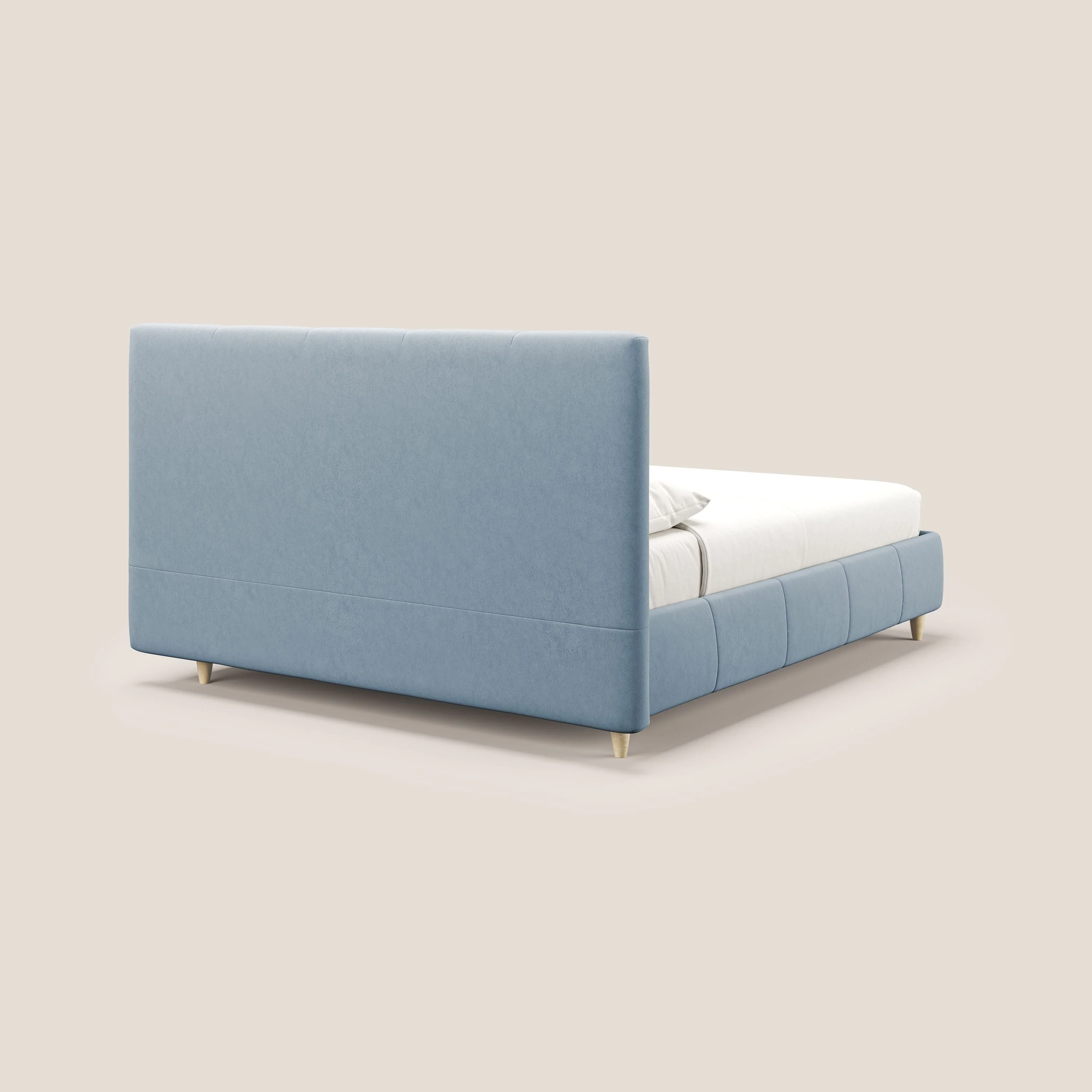 Laura lit avec coffre déhoussable en microfibre velours T09 sucre glace - Image 5