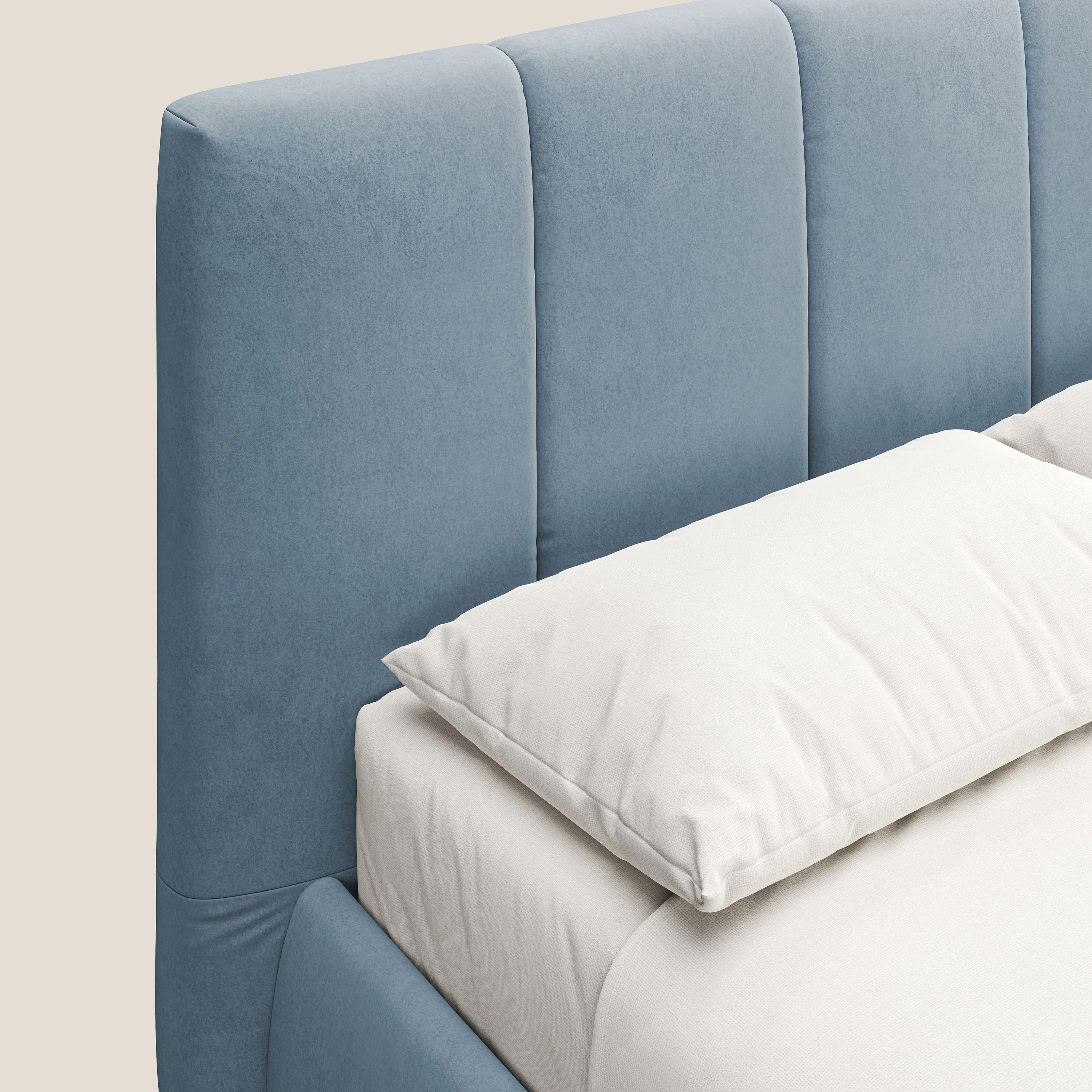 Laura lit avec coffre déhoussable en microfibre velours T09 sucre glace - Image 6