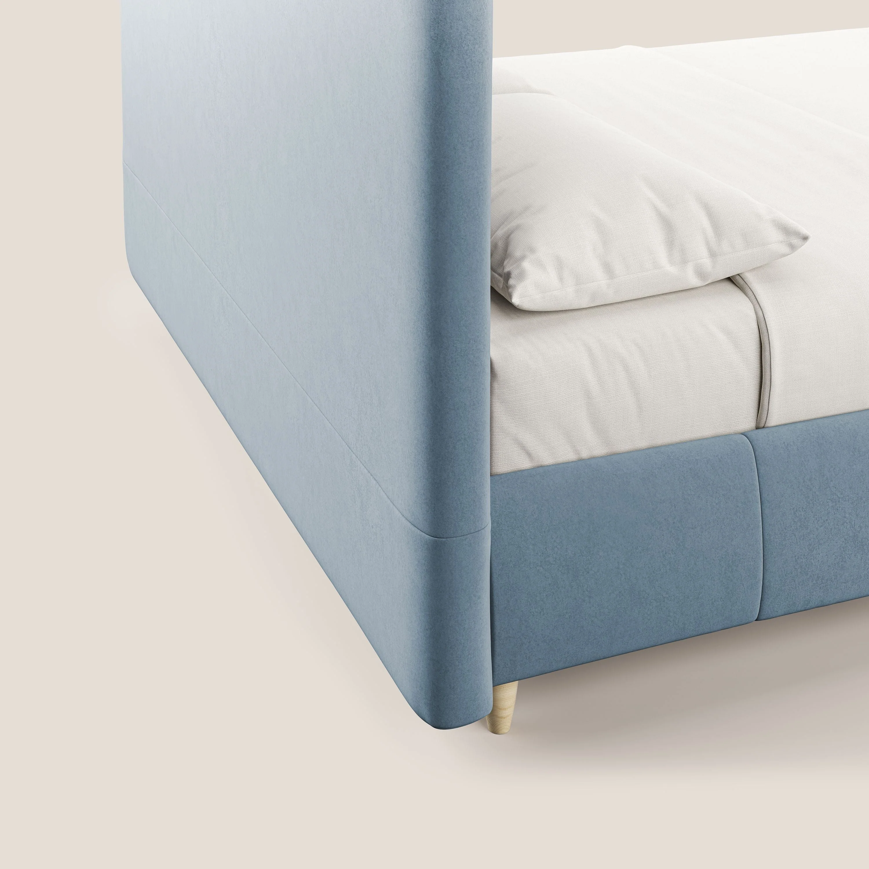 Laura lit avec coffre déhoussable en microfibre velours T09 sucre glace - Image 7