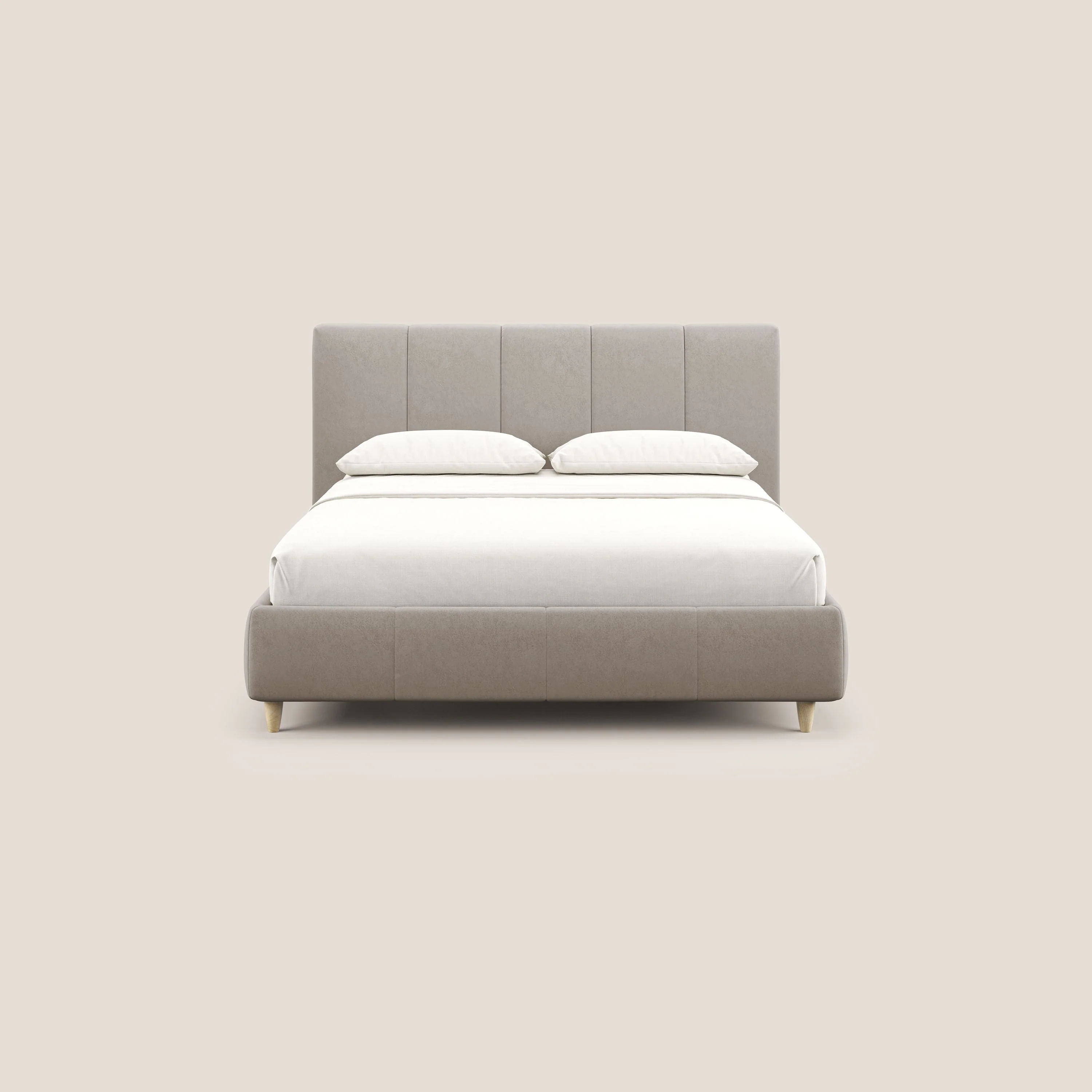 Laura lit avec coffre déhoussable en microfibre velours T09 Taupe tortora - Image 3