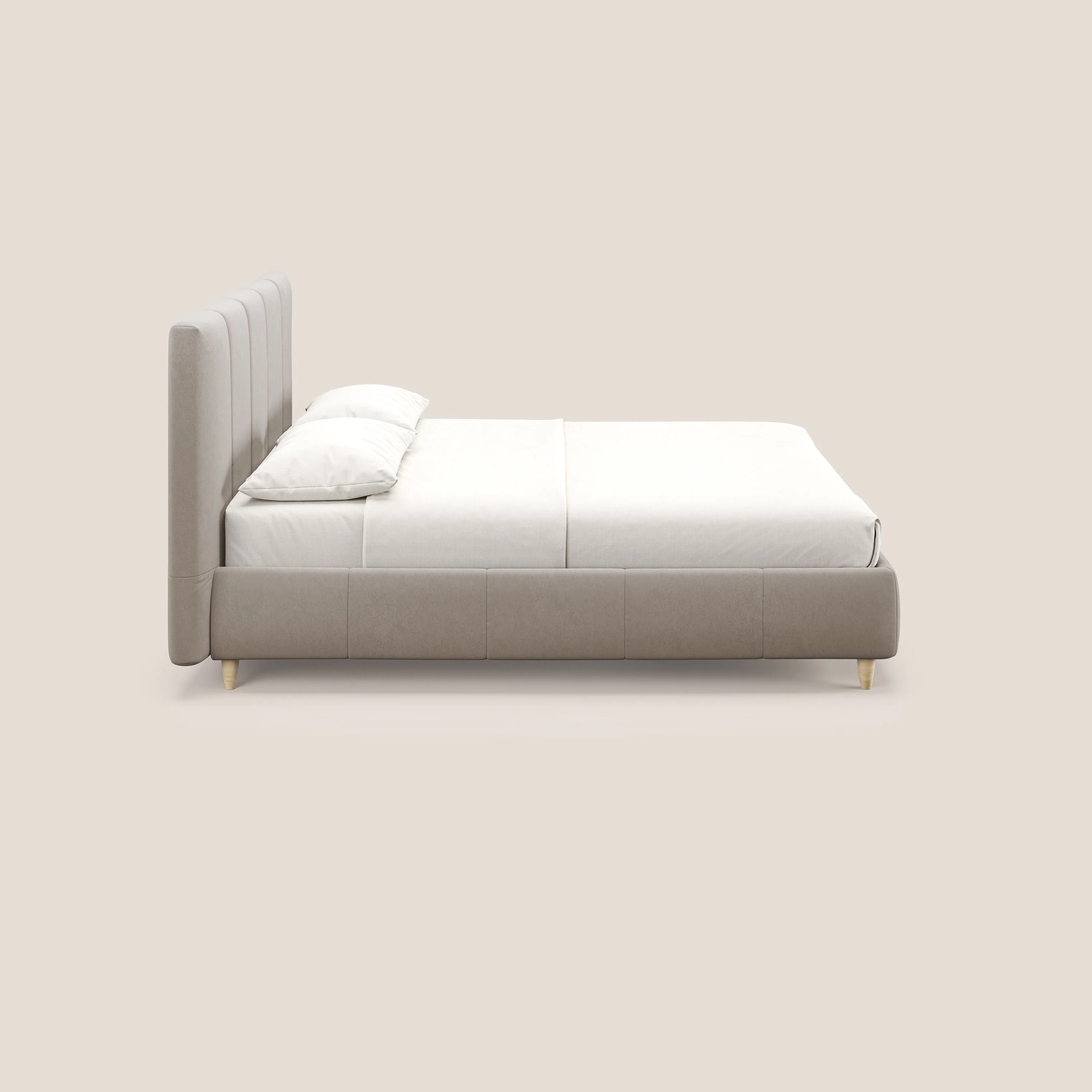 Laura lit avec coffre déhoussable en microfibre velours T09 Taupe tortora - Image 4