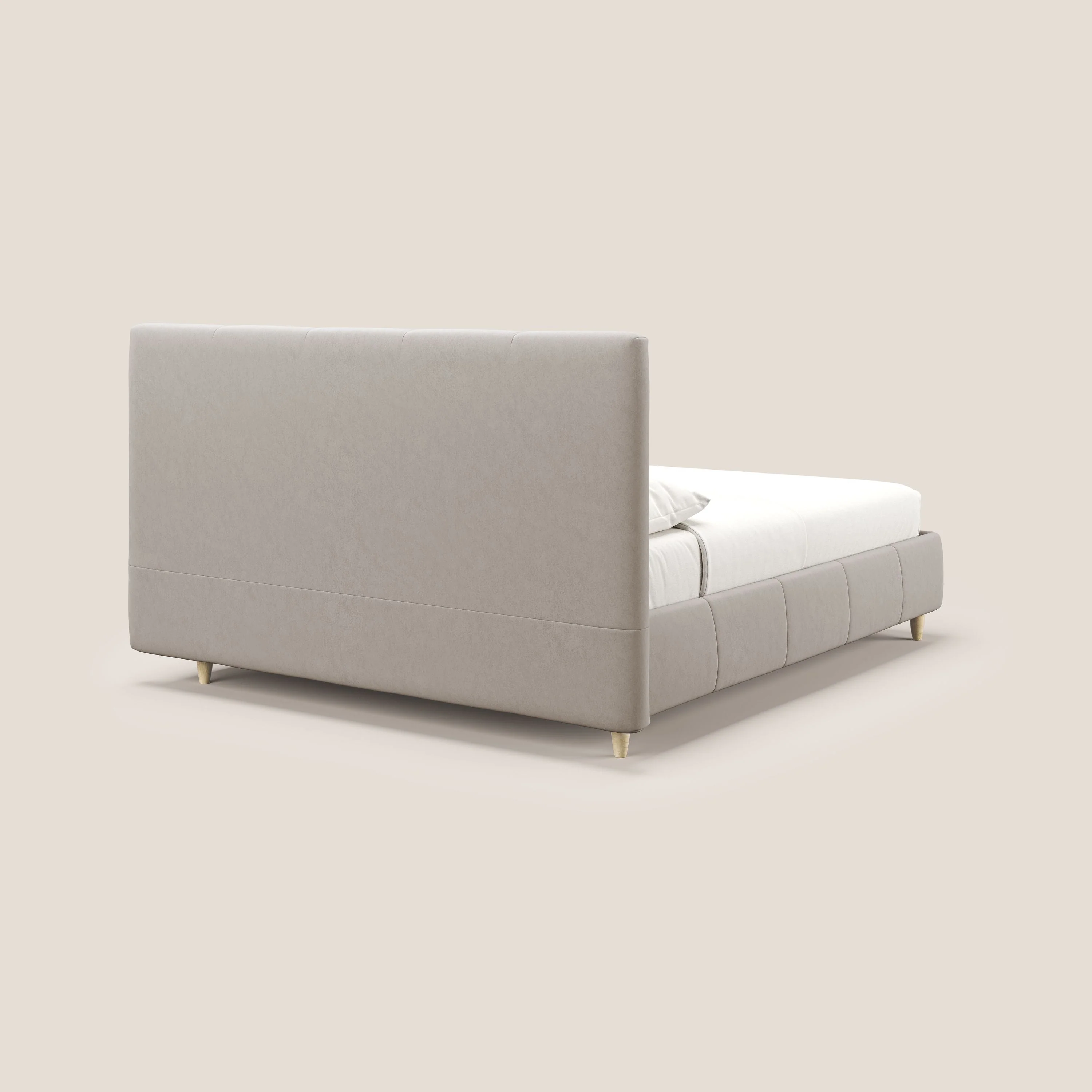 Laura lit avec coffre déhoussable en microfibre velours T09 Taupe tortora - Image 5