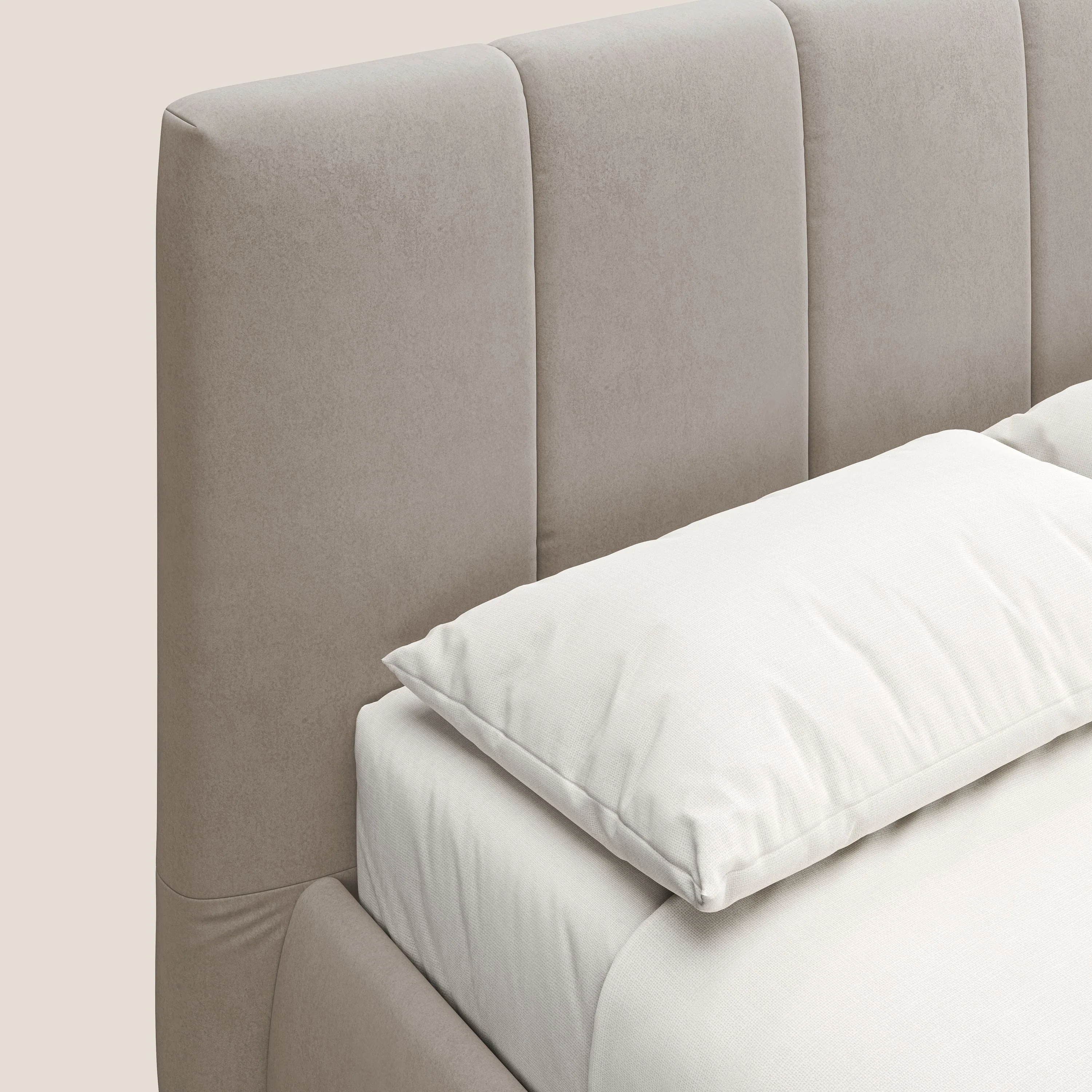 Laura lit avec coffre déhoussable en microfibre velours T09 Taupe tortora - Image 6