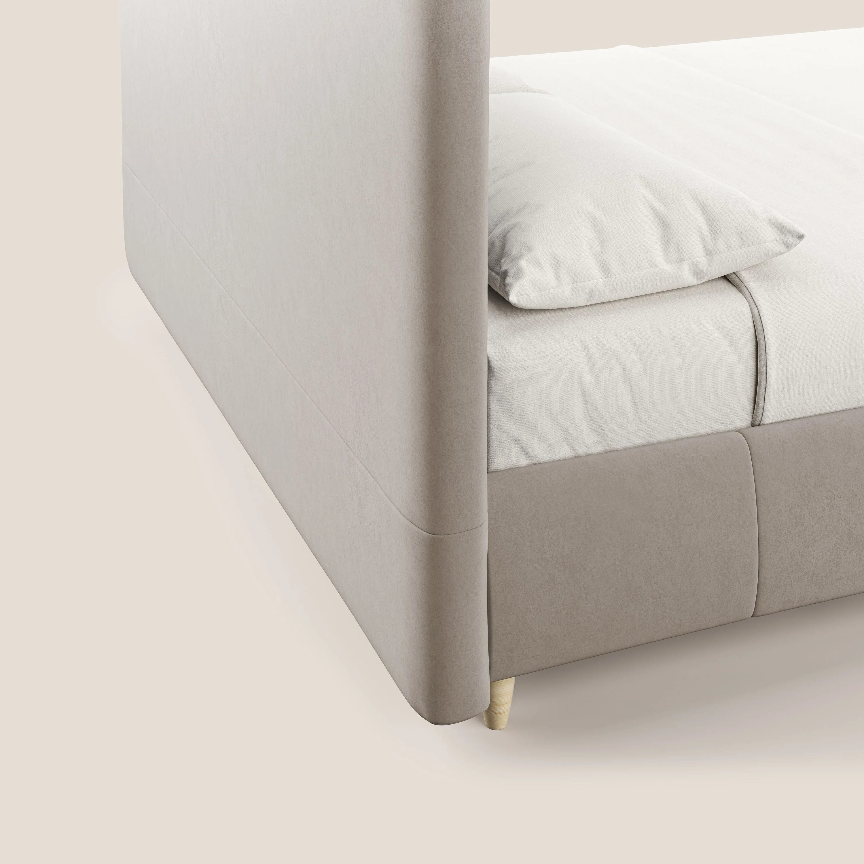 Laura lit avec coffre déhoussable en microfibre velours T09 Taupe tortora - Image 7