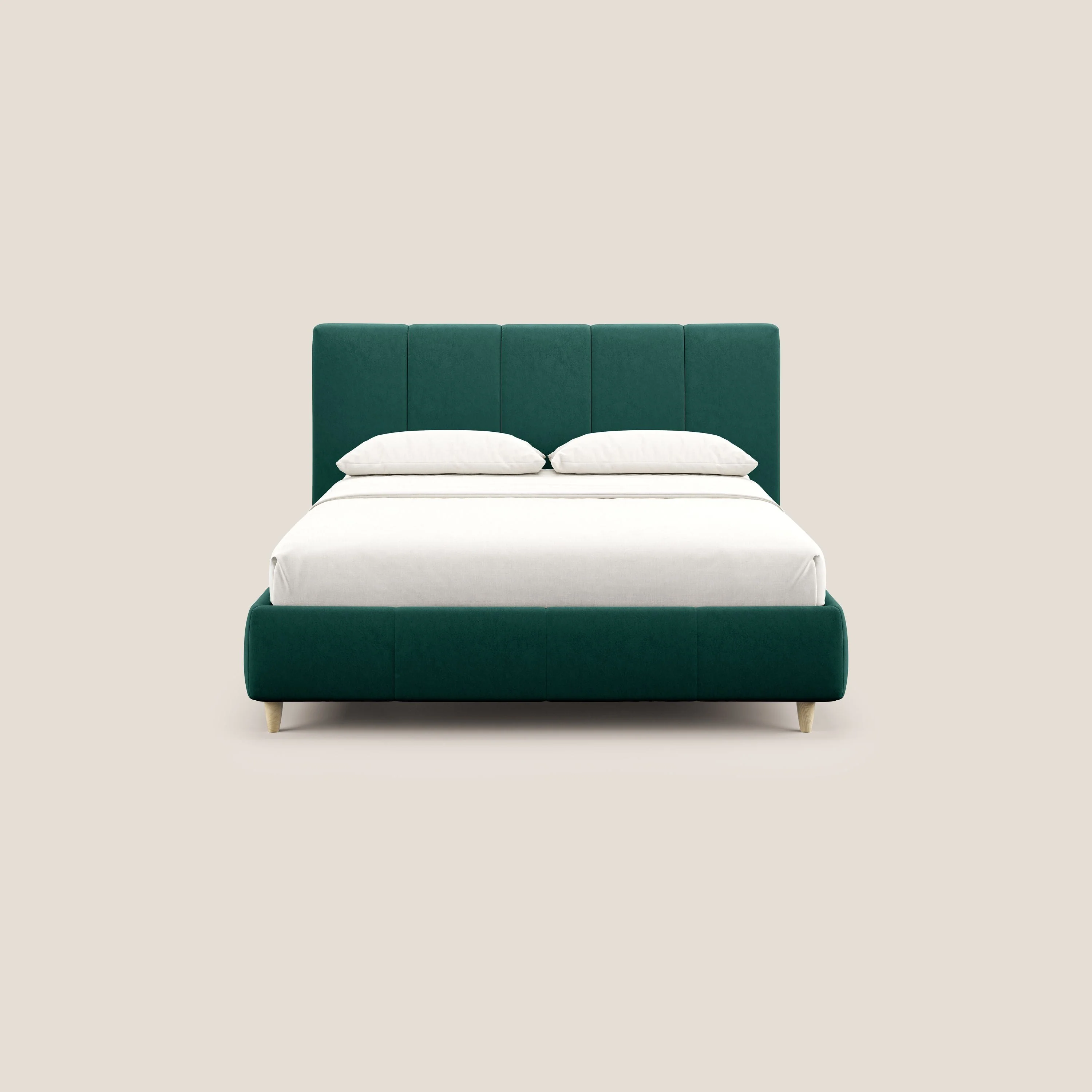 Laura lit avec coffre déhoussable en microfibre velours T09 vert - Image 3