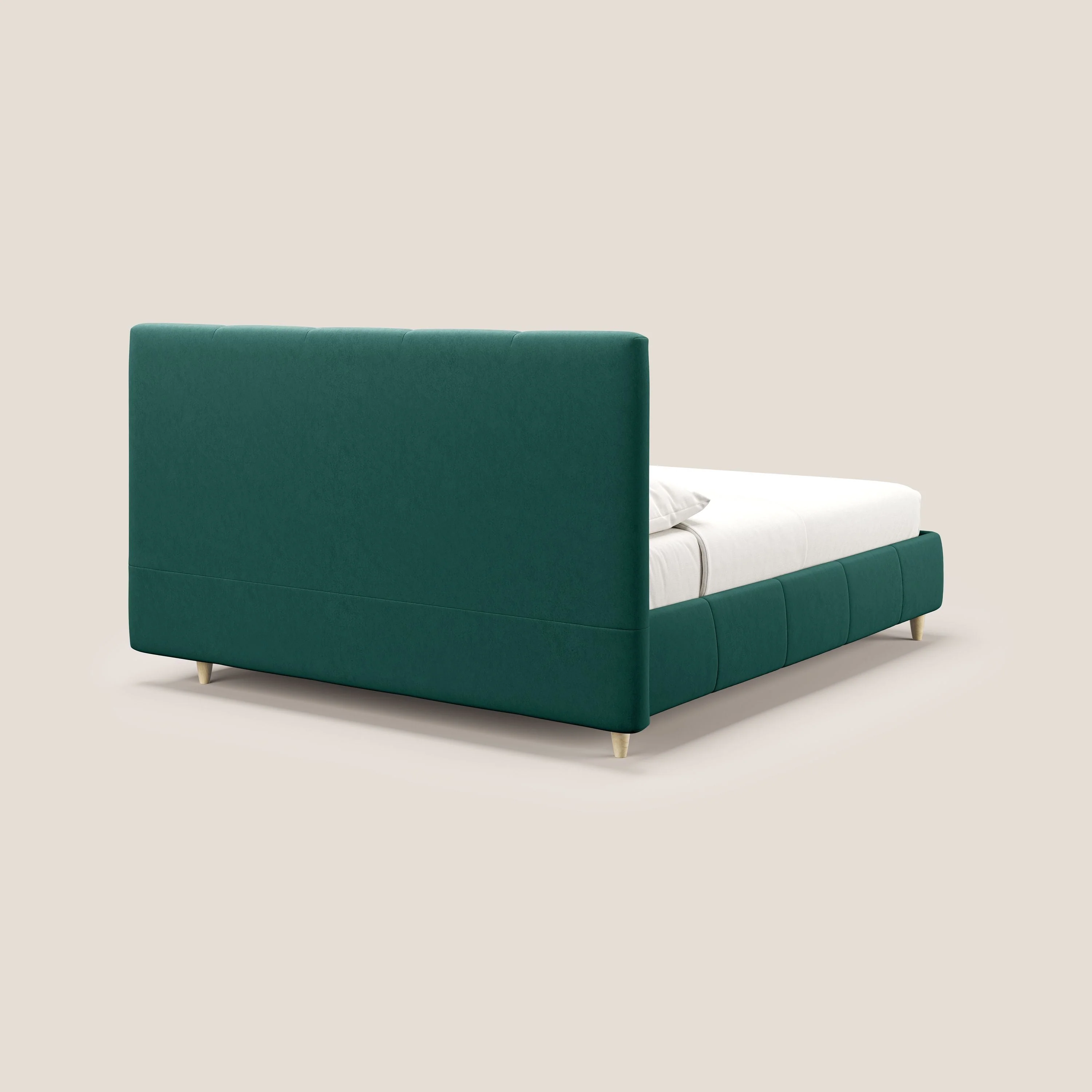 Laura lit avec coffre déhoussable en microfibre velours T09 vert - Image 5