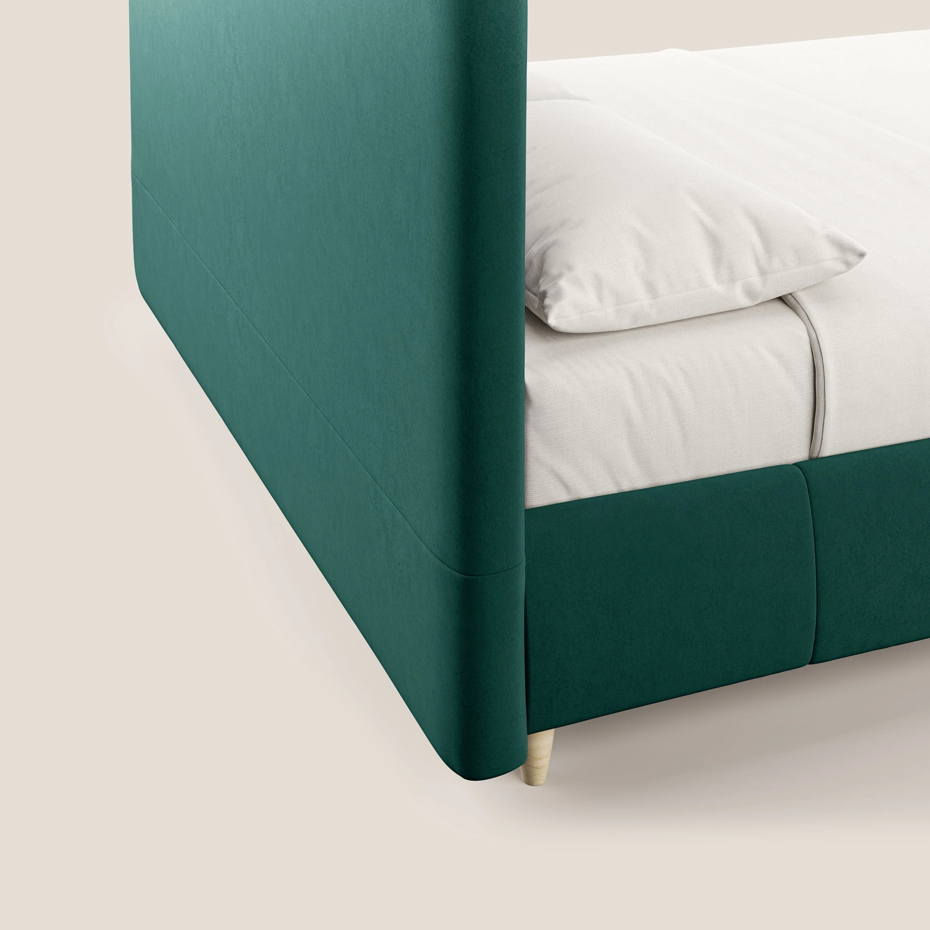 Laura lit avec coffre déhoussable en microfibre velours T09 vert - Image 7
