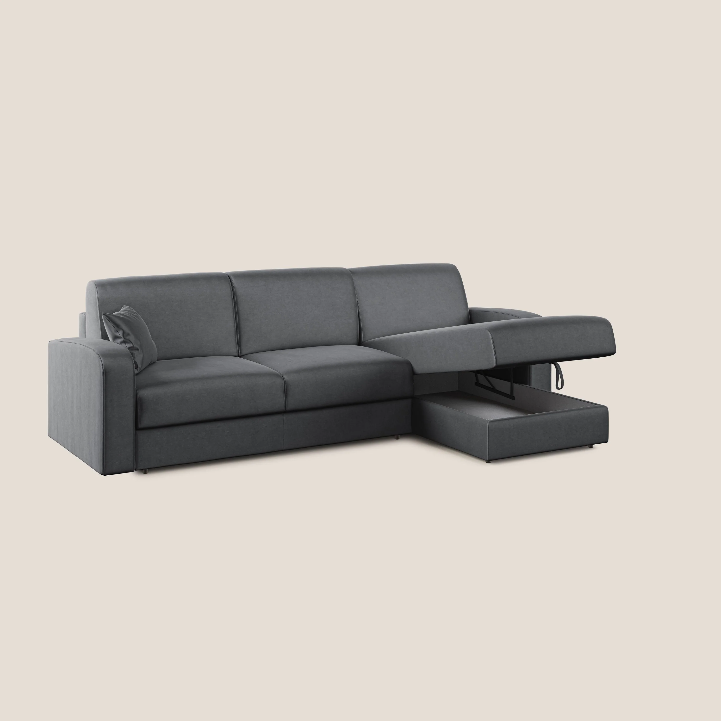 Lebron canapé d'angle convertible en velours T01 anthracite - Image 2