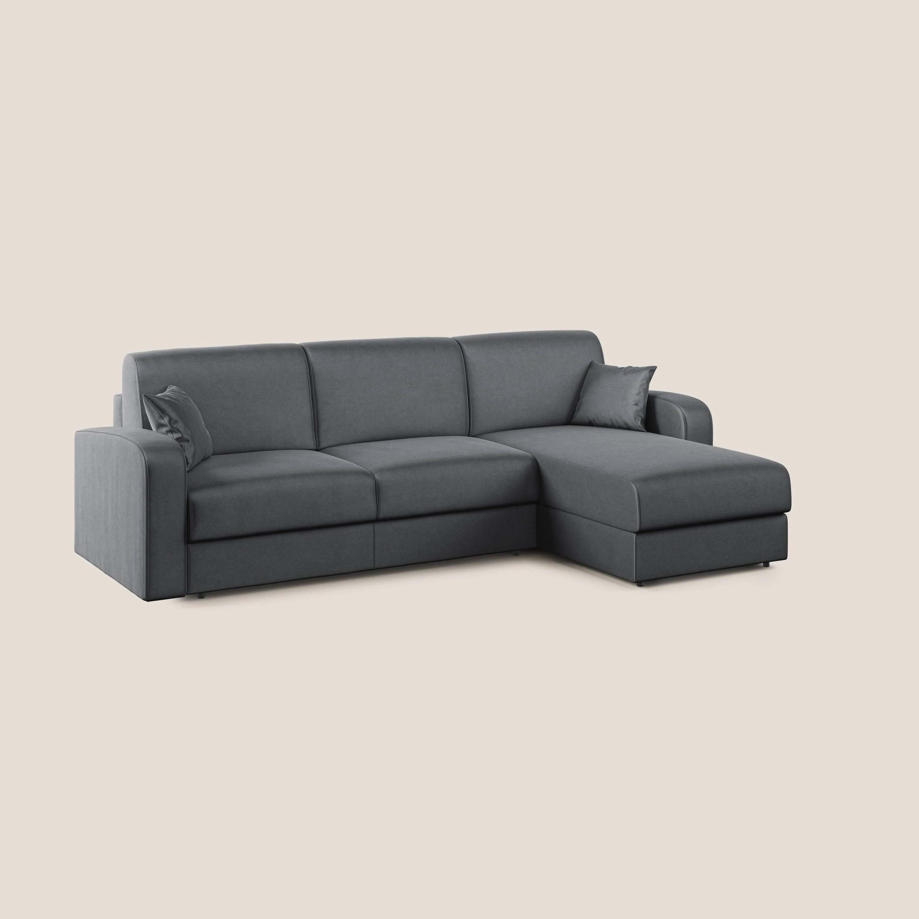 Lebron canapé d'angle convertible en velours T01 anthracite - Image 3
