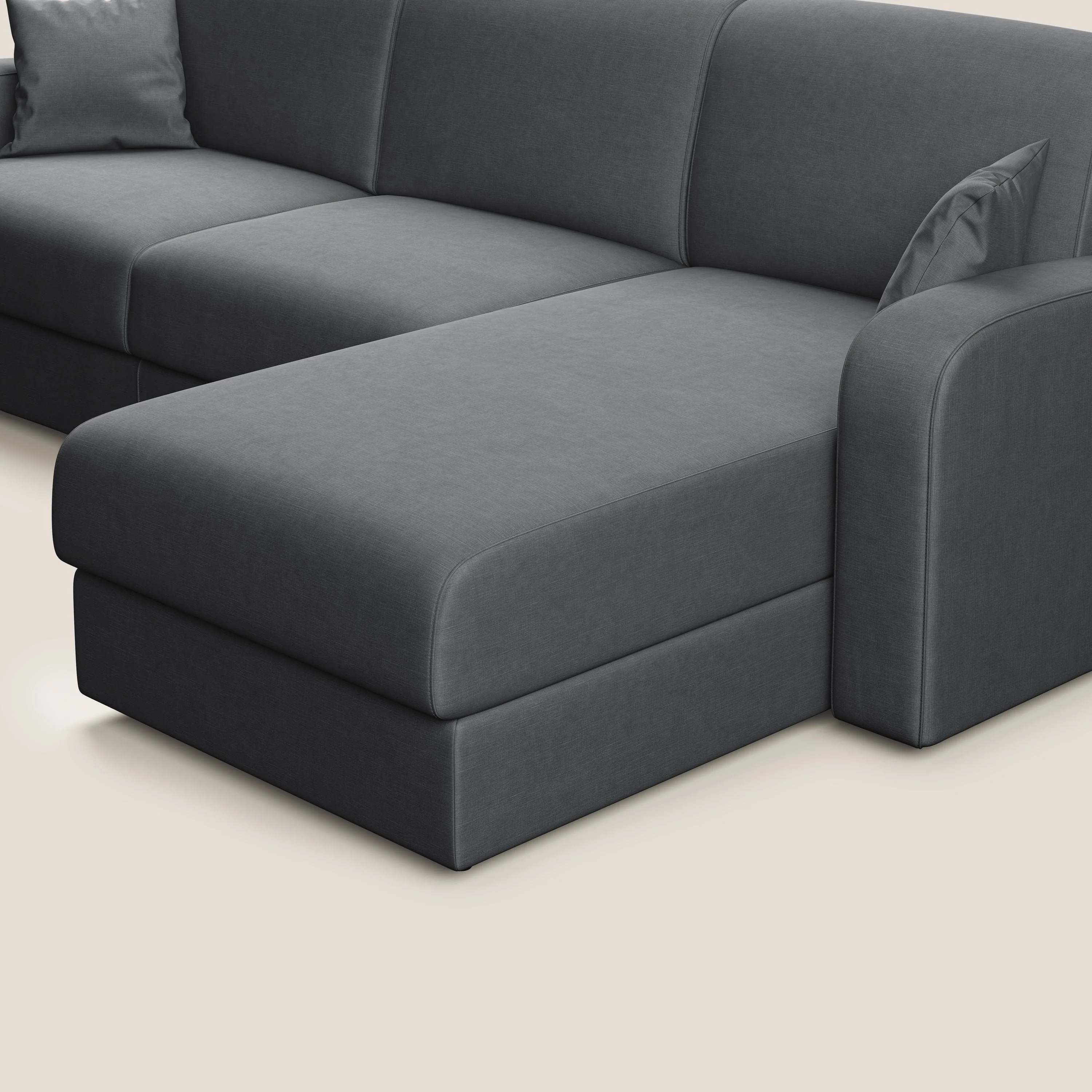 Lebron canapé d'angle convertible en velours T01 anthracite - Image 5