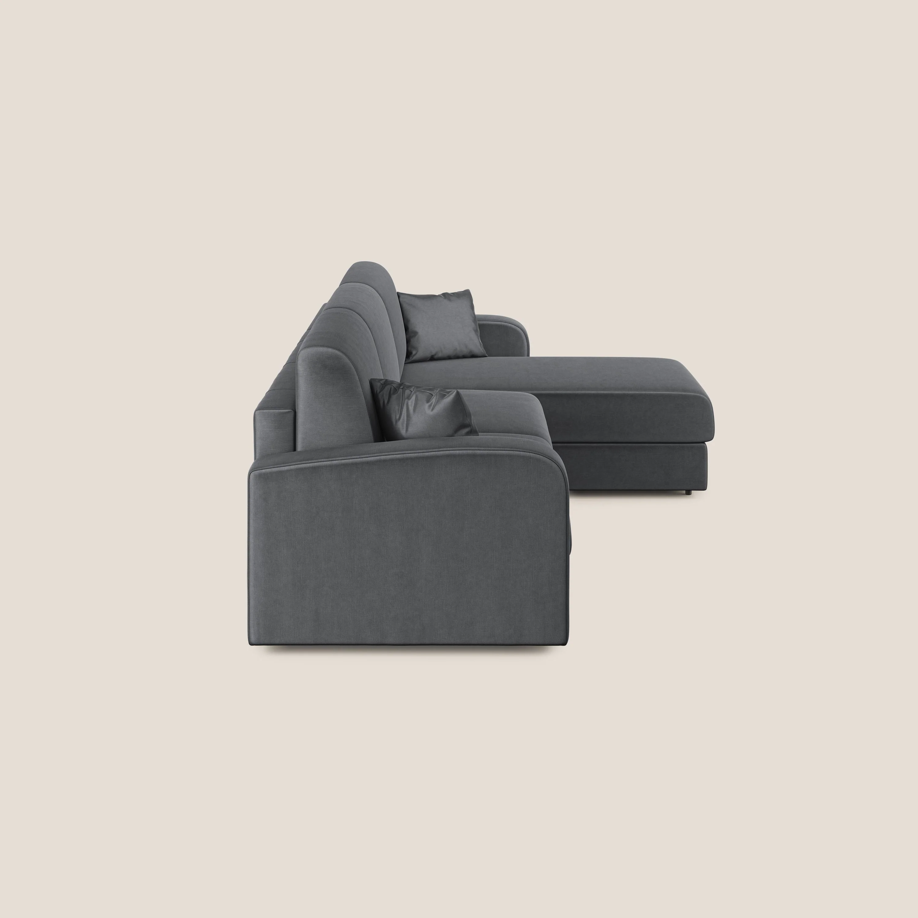 Lebron canapé d'angle convertible en velours T01 anthracite - Image 6