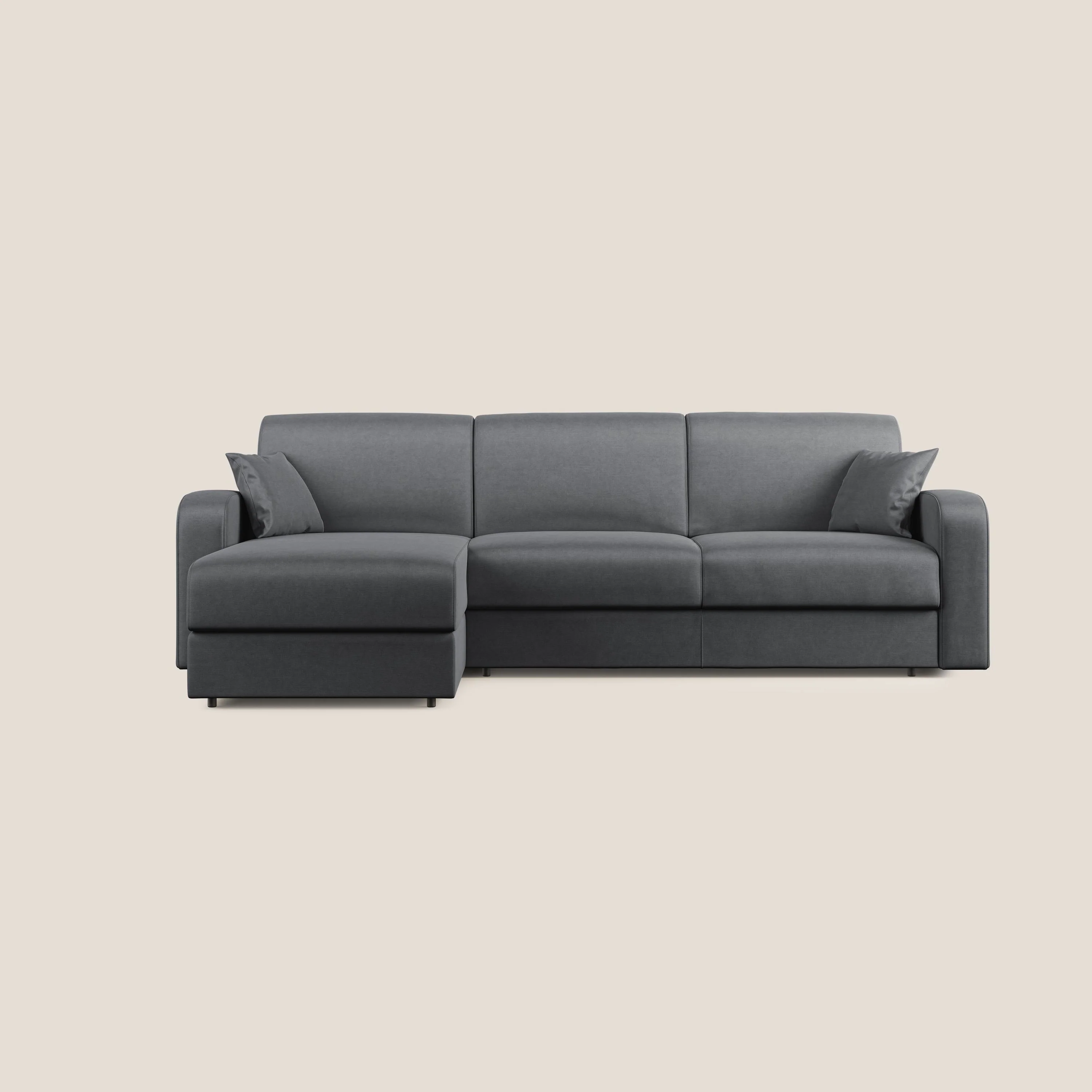 Lebron canapé d'angle convertible en velours T01 anthracite - Image 9