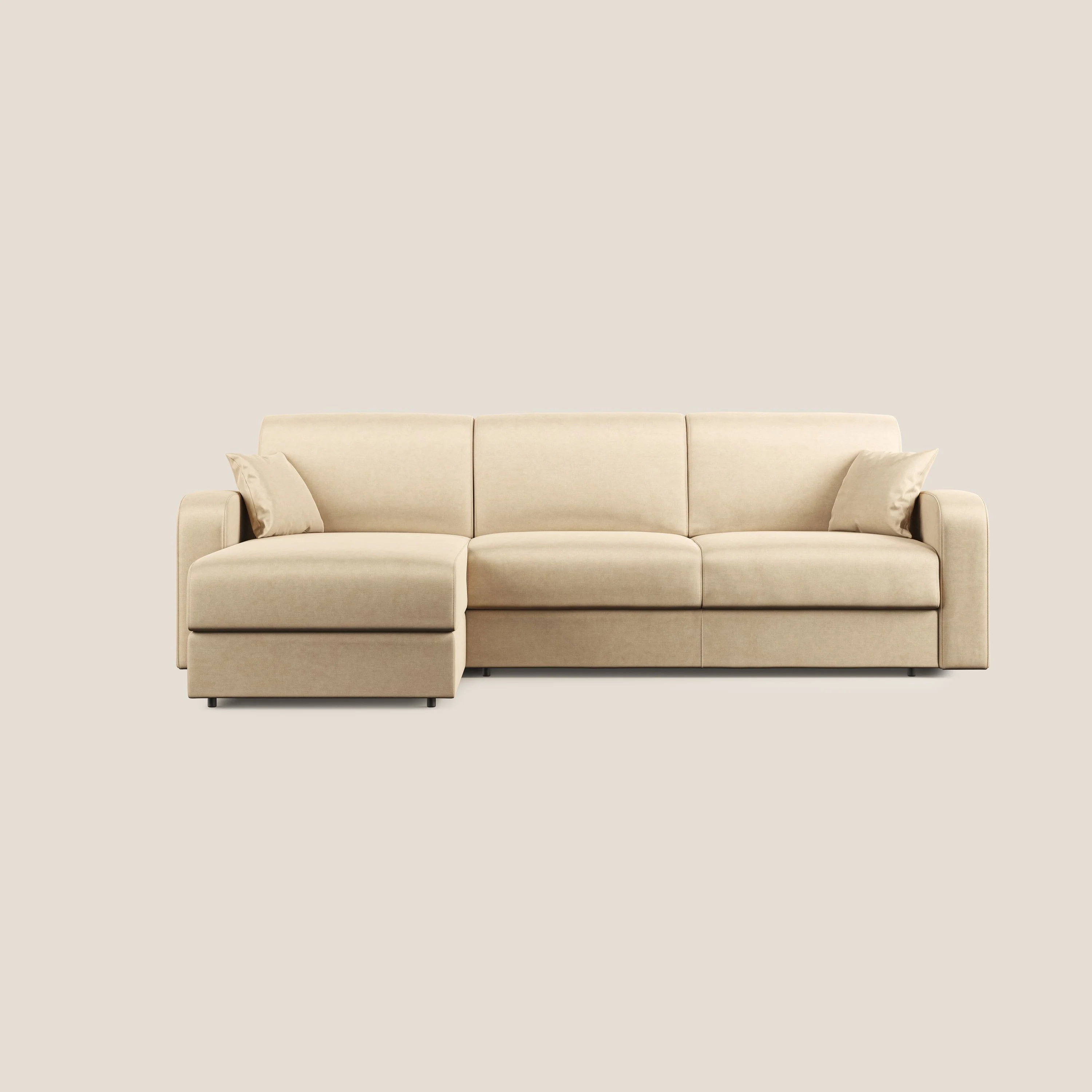 Lebron canapé d'angle convertible en velours T01 beige - Image 11