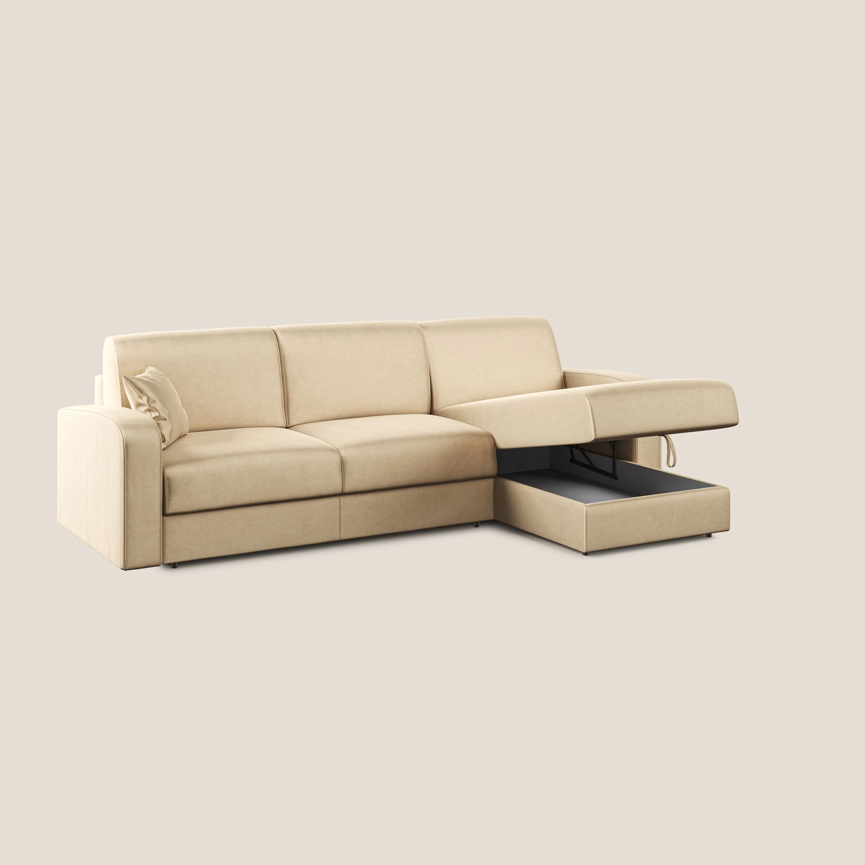 Lebron canapé d'angle convertible en velours T01 beige - Image 4