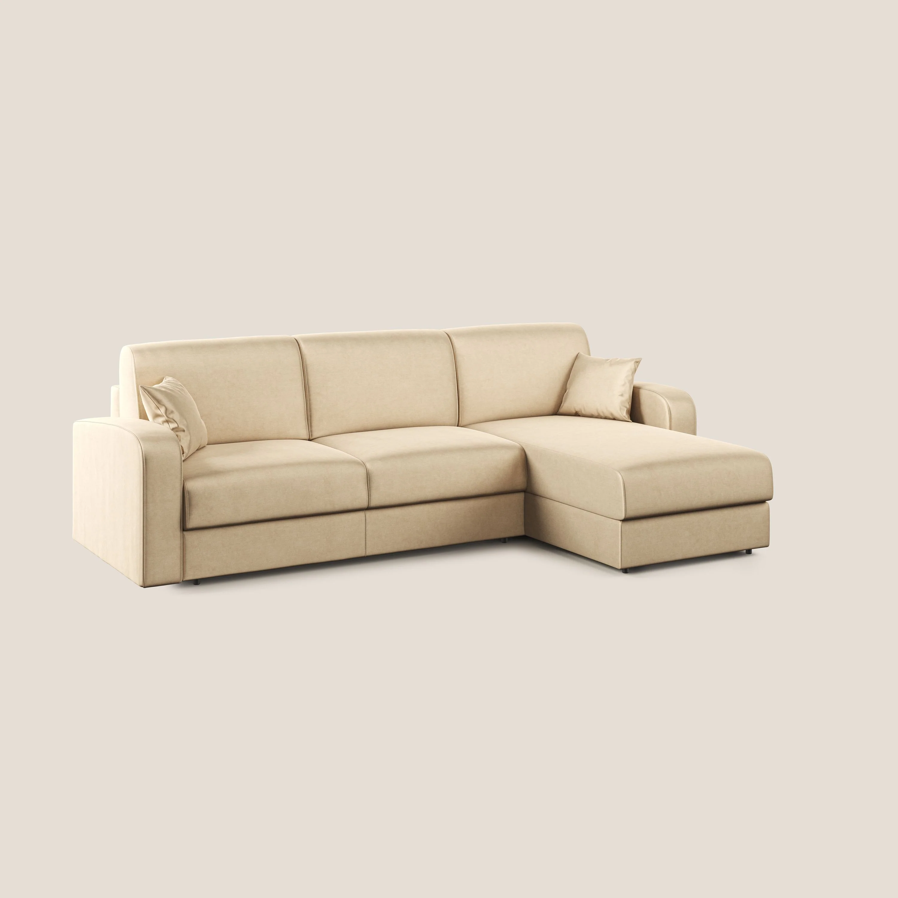 Lebron canapé d'angle convertible en velours T01 beige - Image 5