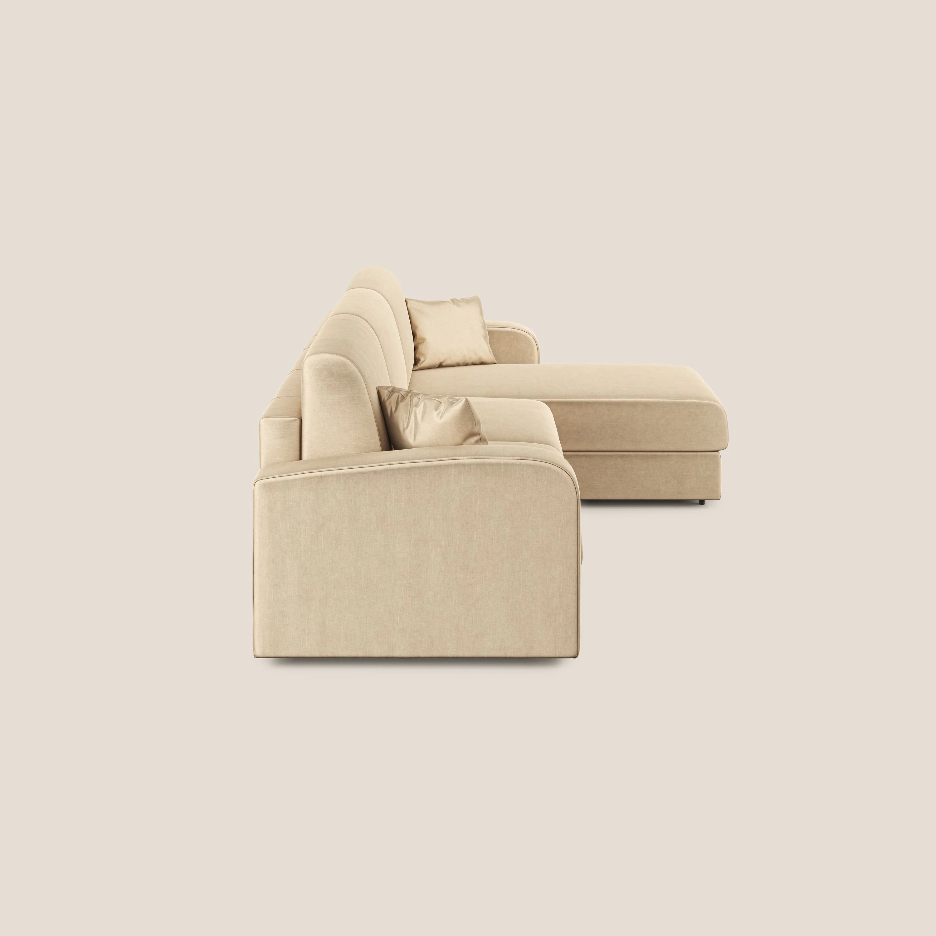 Lebron canapé d'angle convertible en velours T01 beige - Image 6