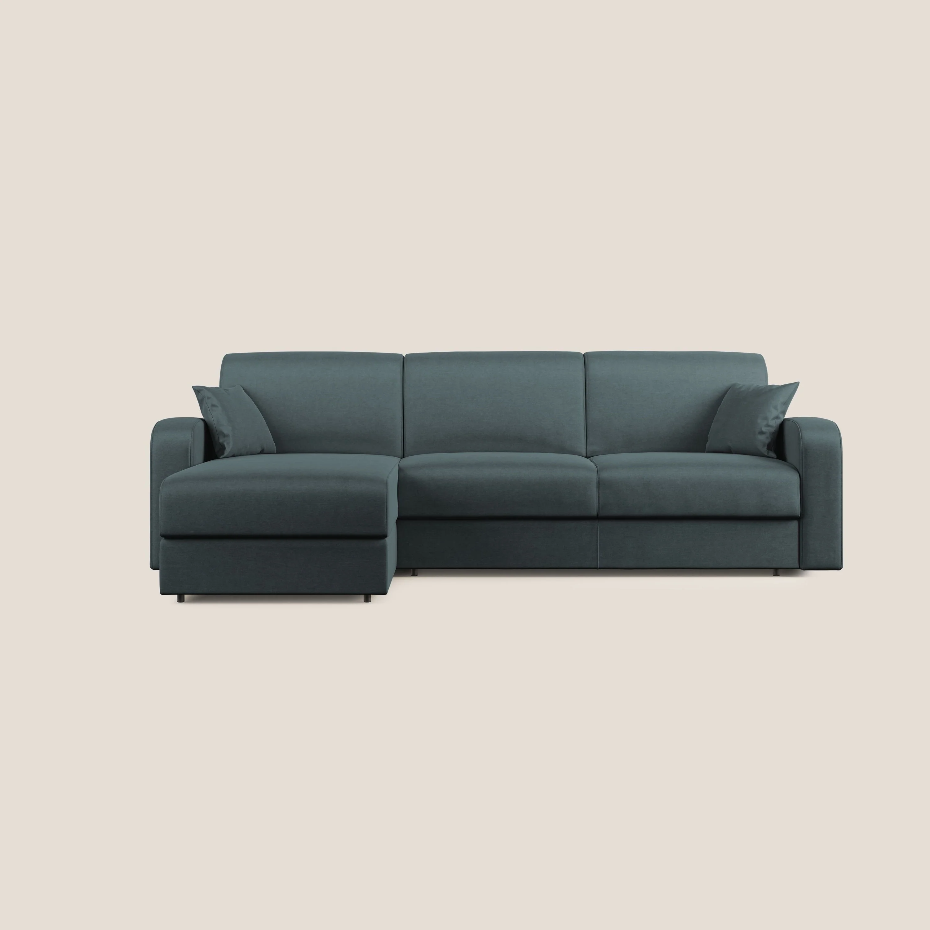 Lebron canapé d'angle convertible en velours T01 bleu canard - Image 10