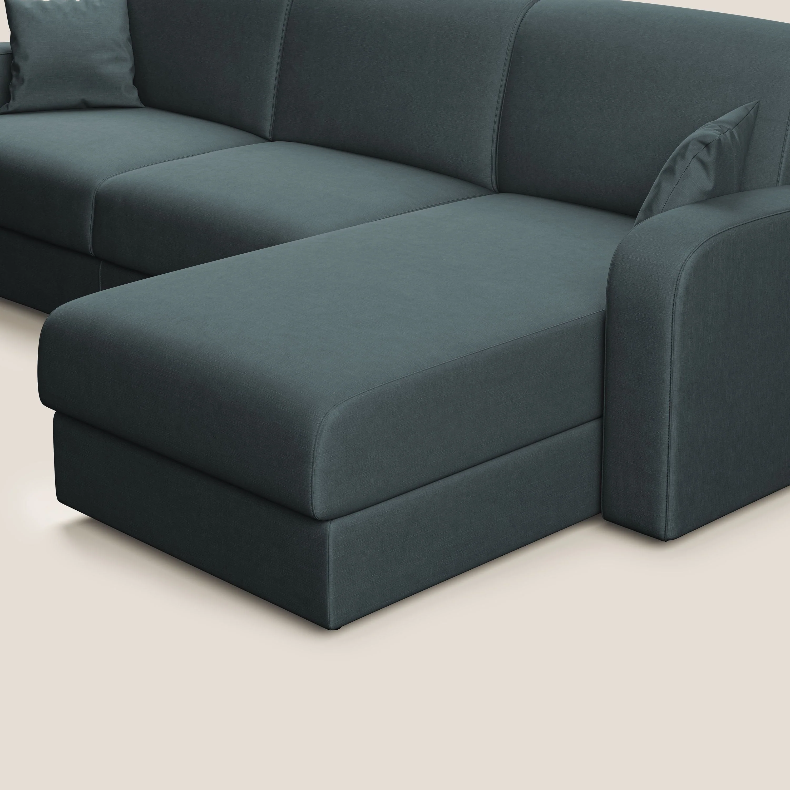 Lebron canapé d'angle convertible en velours T01 bleu canard - Image 5
