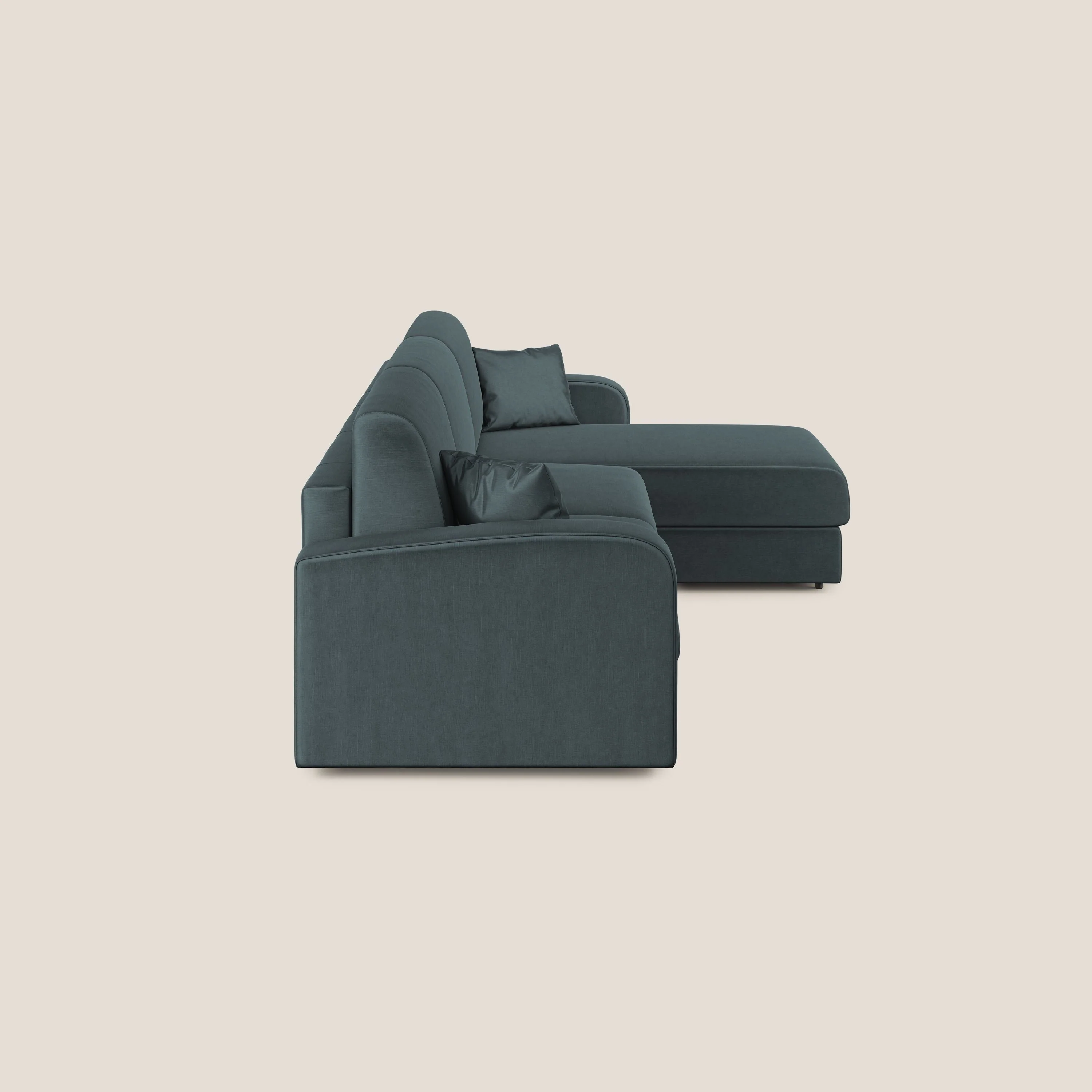 Lebron canapé d'angle convertible en velours T01 bleu canard - Image 6