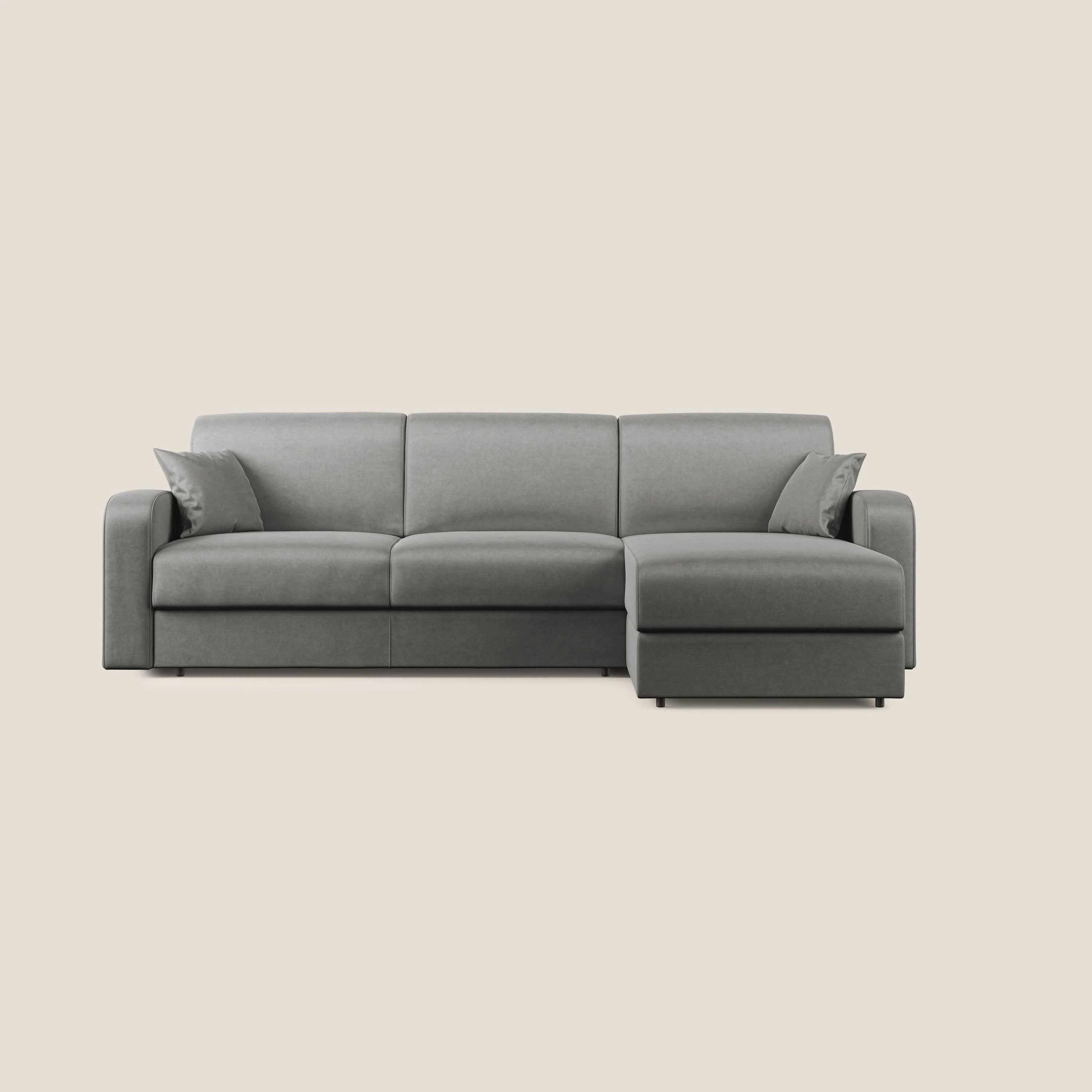 Lebron canapé d'angle convertible en velours T01 gris