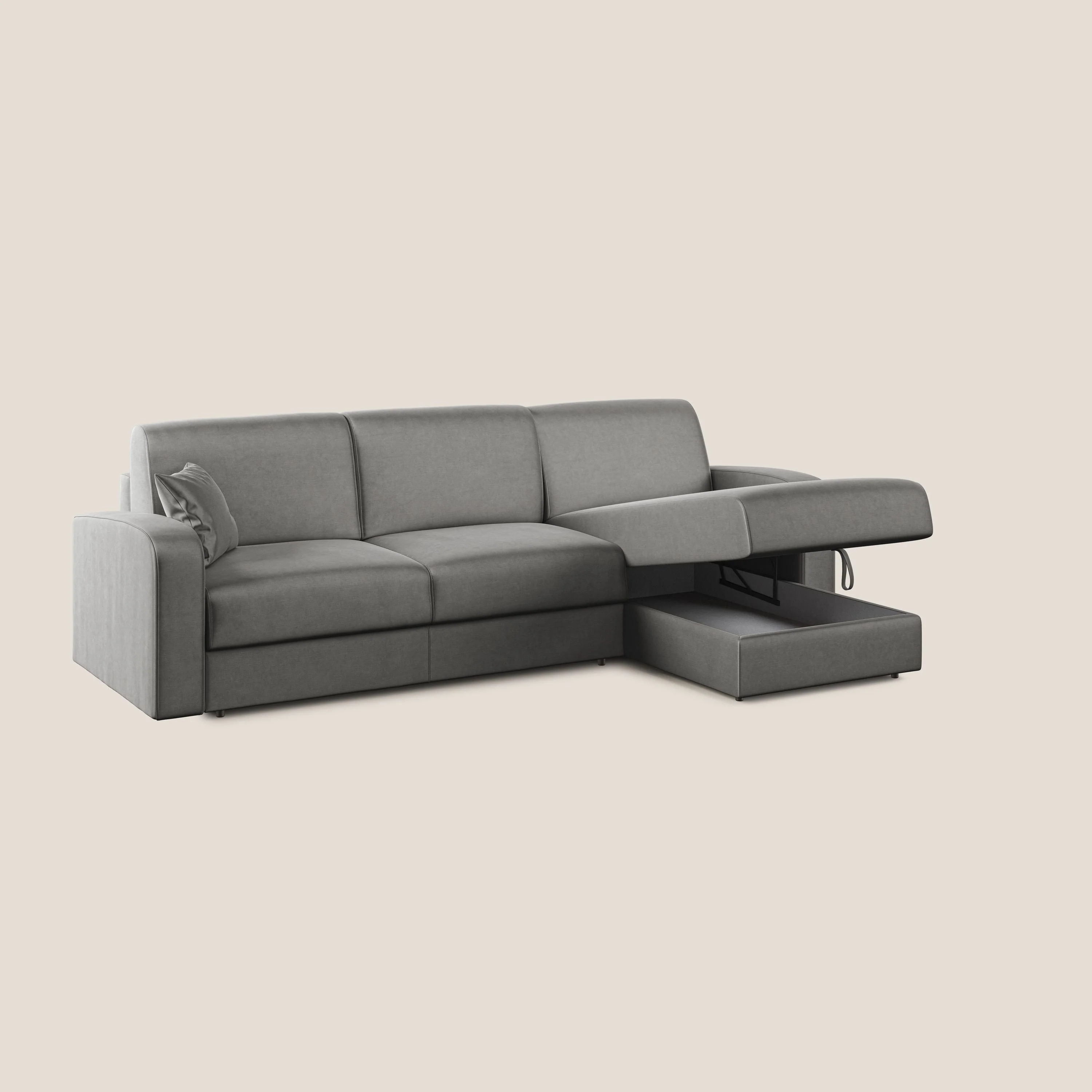 Lebron canapé d'angle convertible en velours T01 gris - Image 2