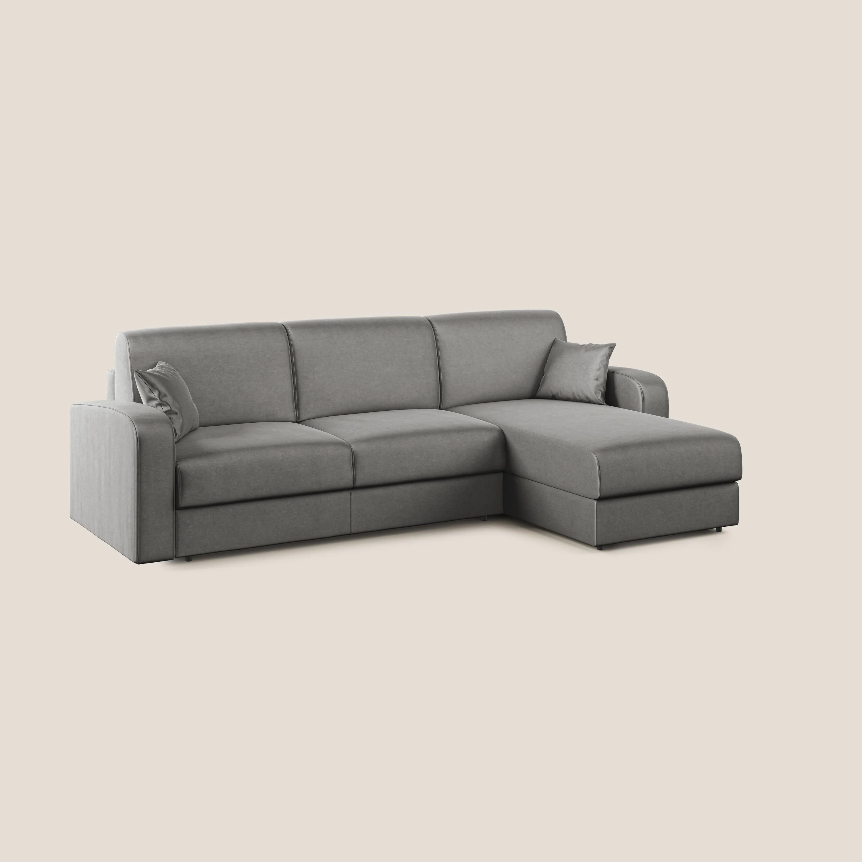 Lebron canapé d'angle convertible en velours T01 gris - Image 3