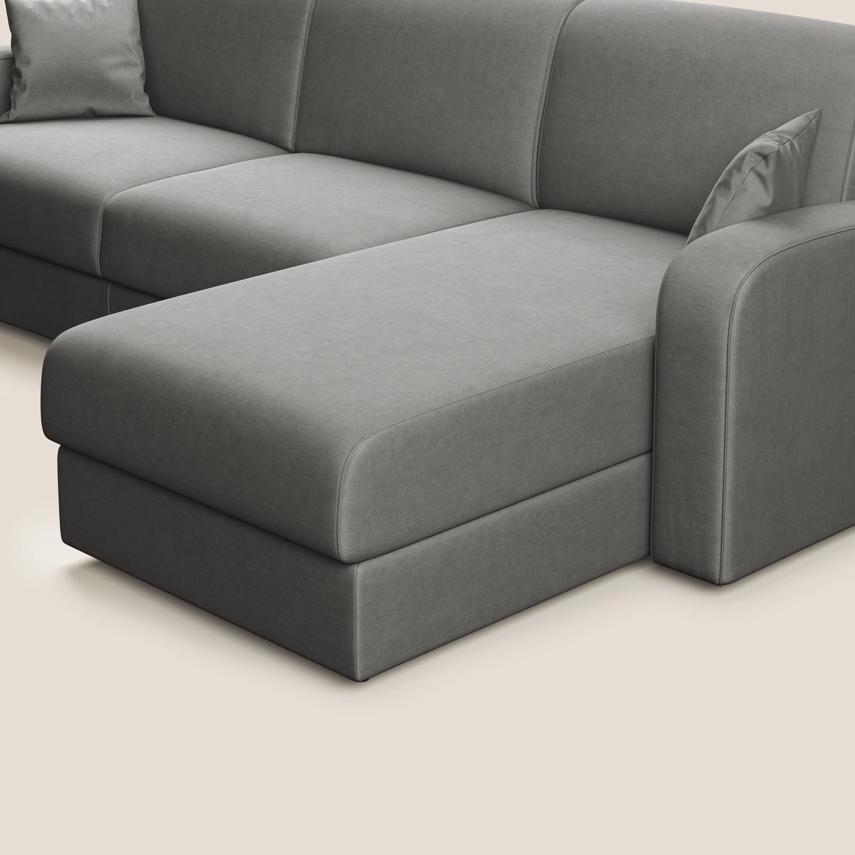 Lebron canapé d'angle convertible en velours T01 gris - Image 5