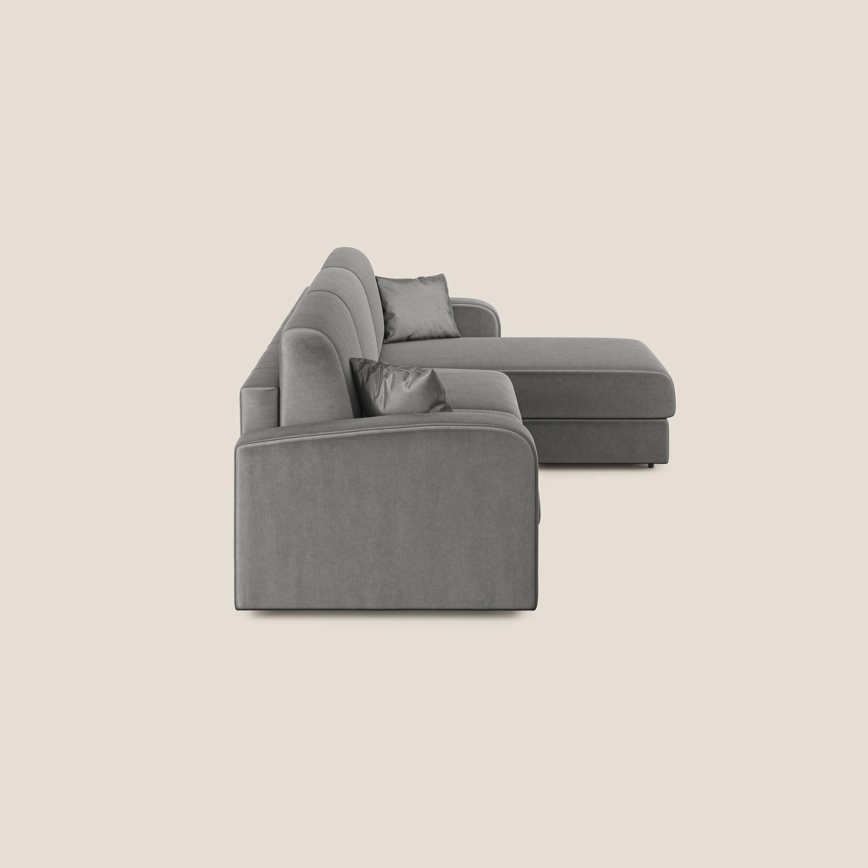 Lebron canapé d'angle convertible en velours T01 gris - Image 6