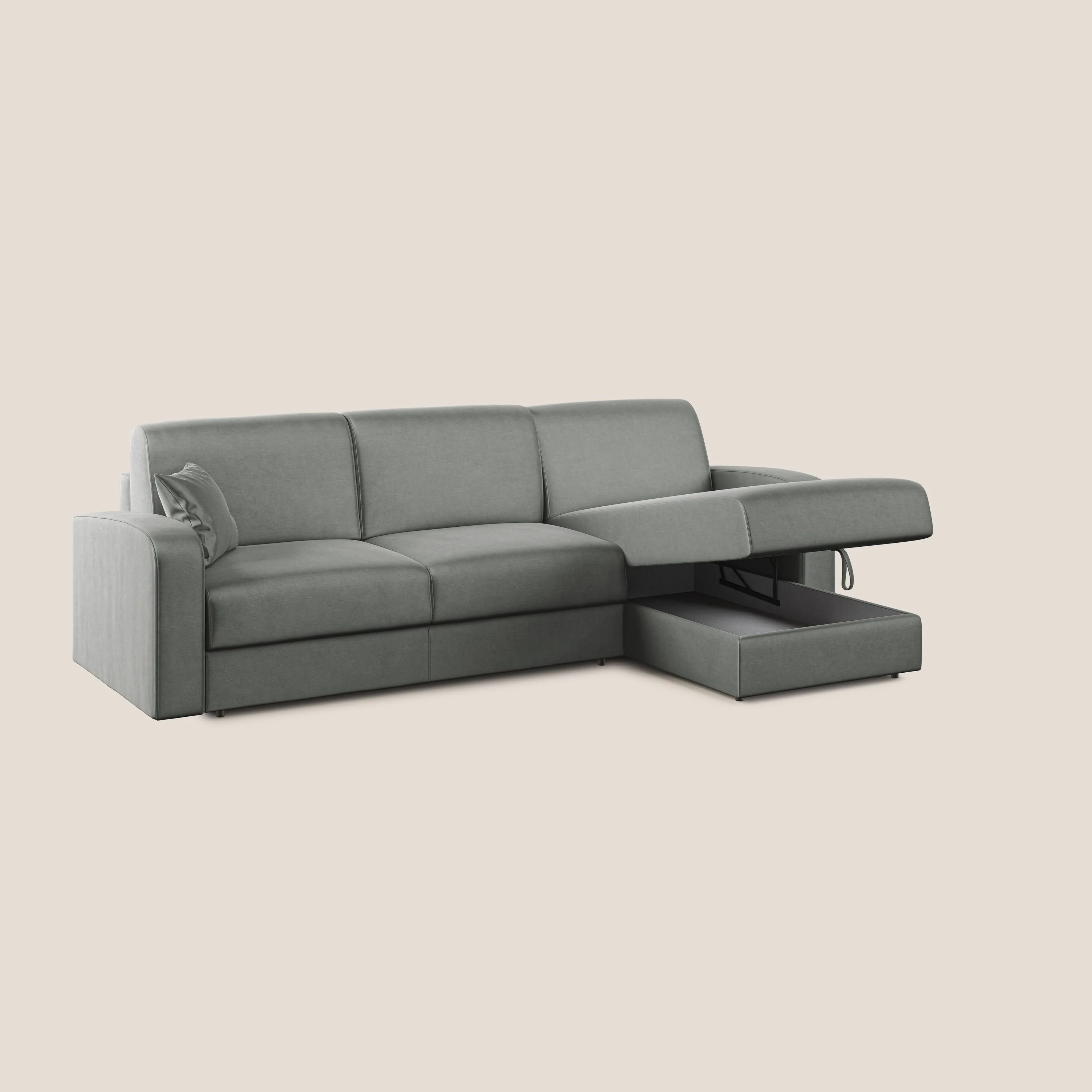 Lebron canapé d'angle convertible en velours T01 gris clair - Image 2