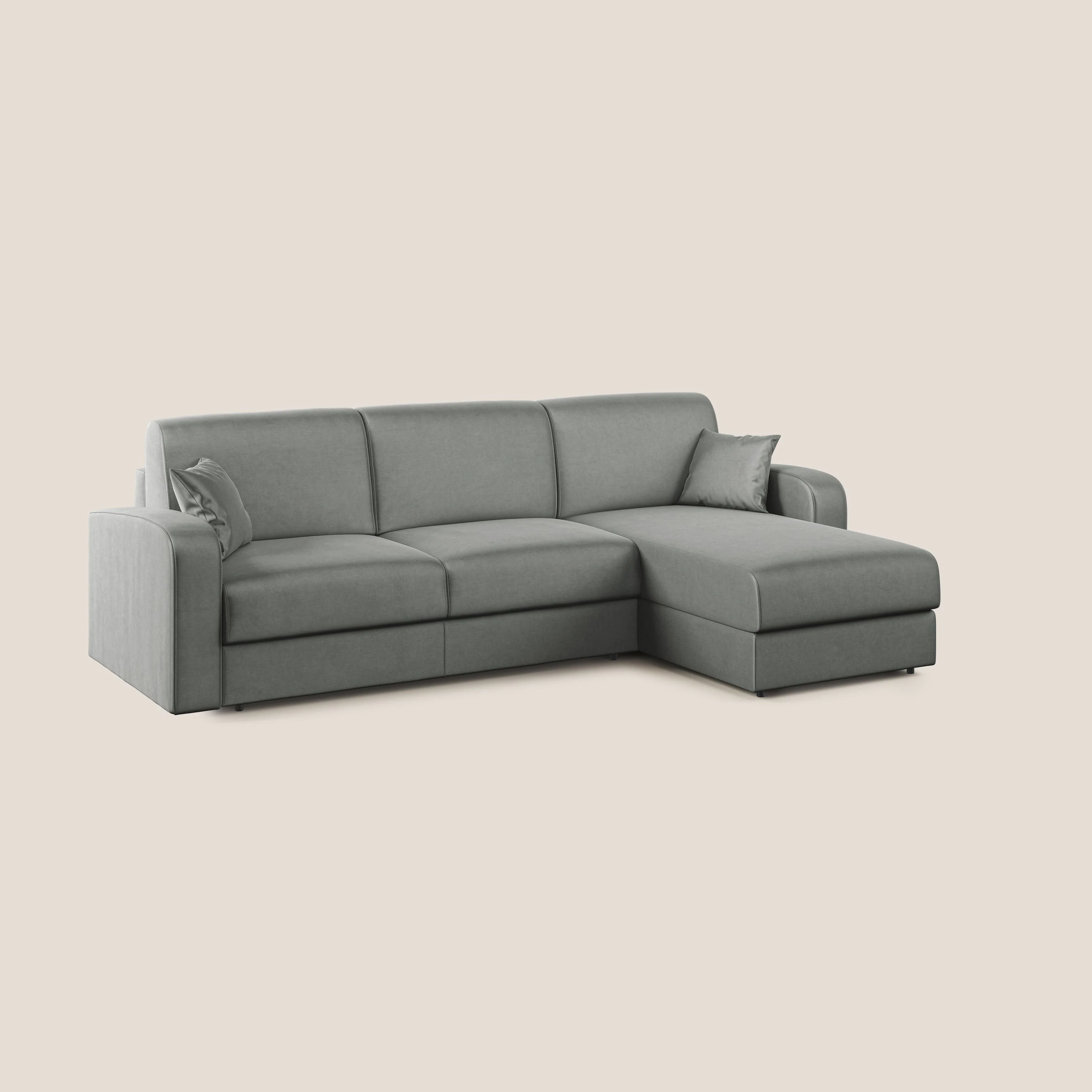 Lebron canapé d'angle convertible en velours T01 gris clair - Image 3