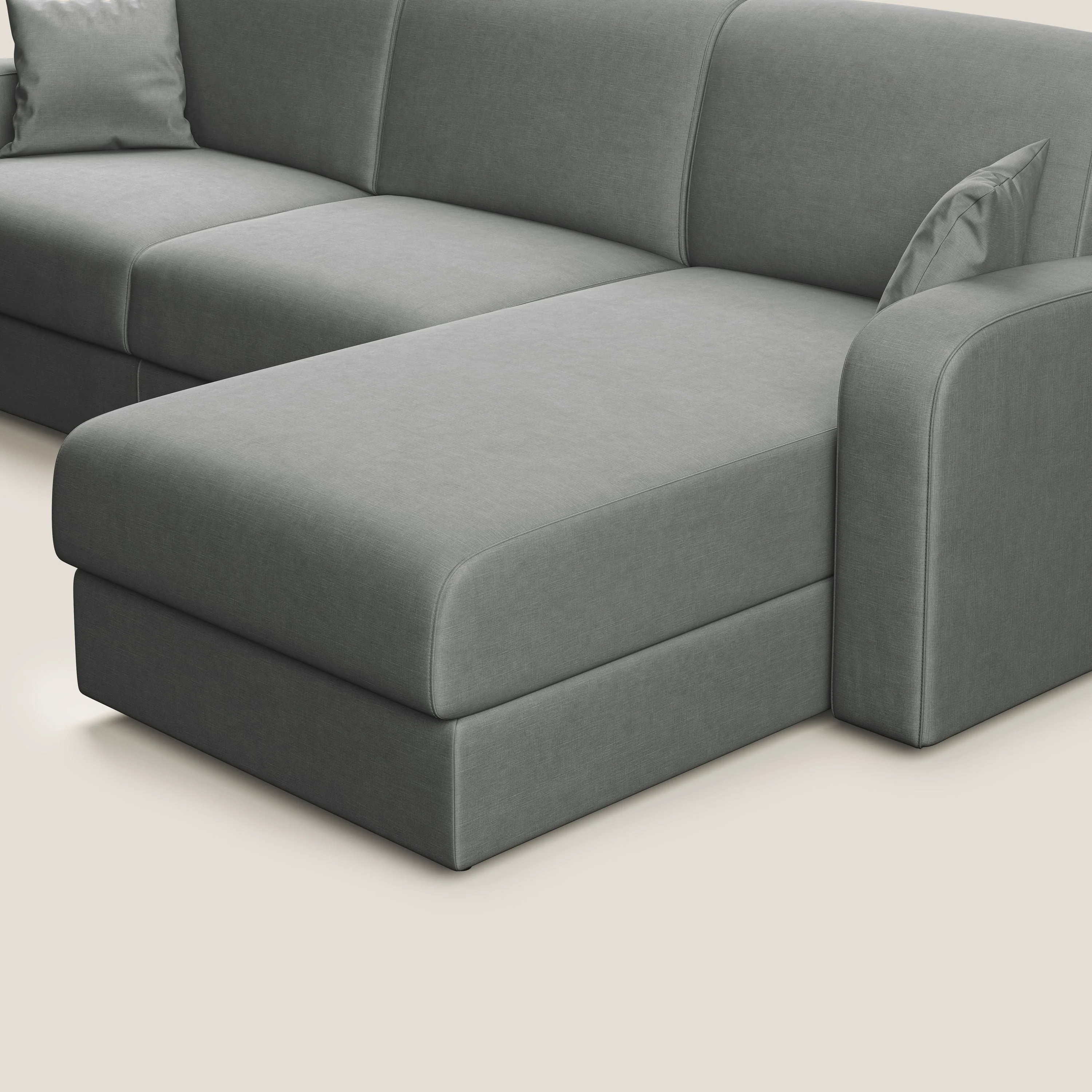 Lebron canapé d'angle convertible en velours T01 gris clair - Image 6
