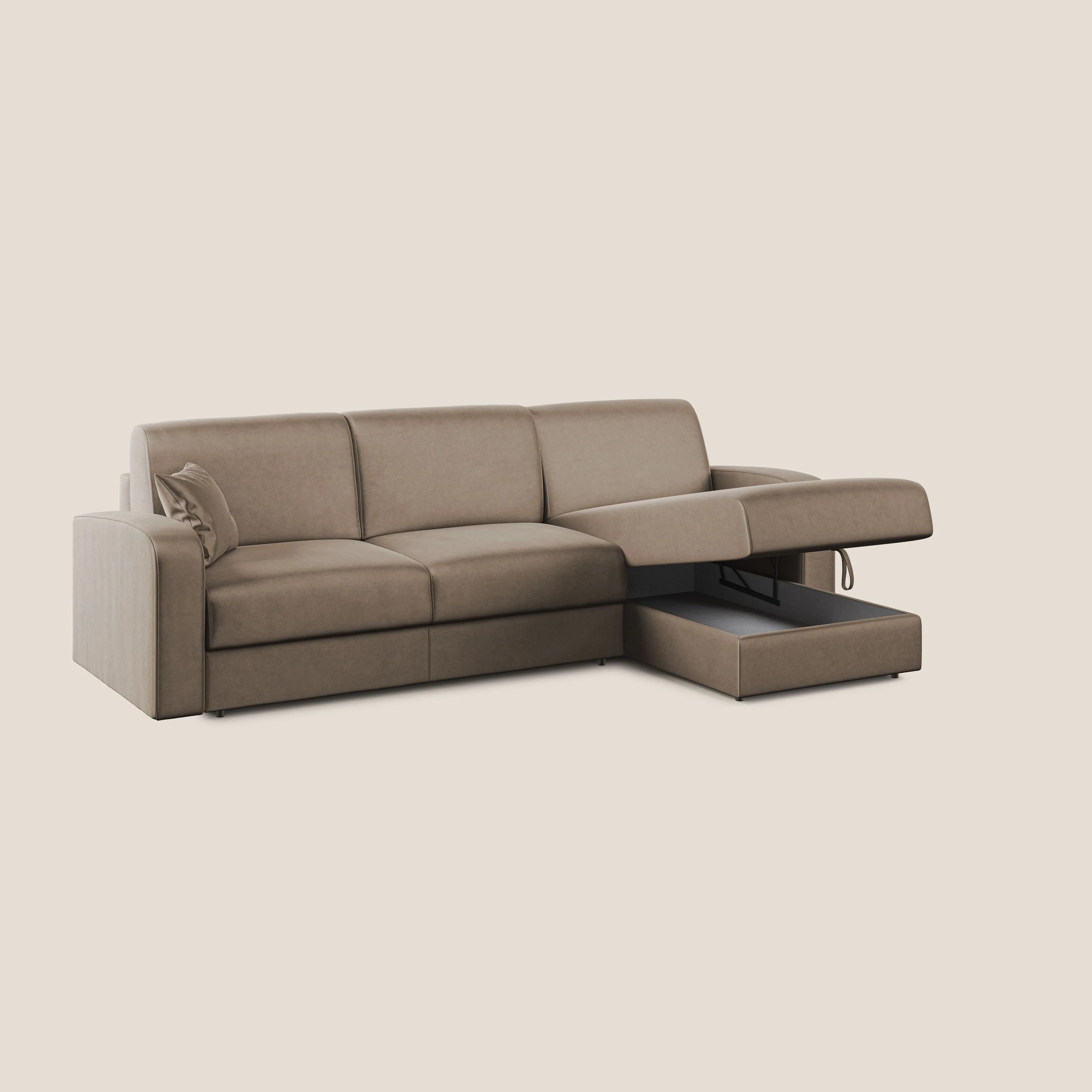 Lebron canapé d'angle convertible en velours T01 marron - Image 2