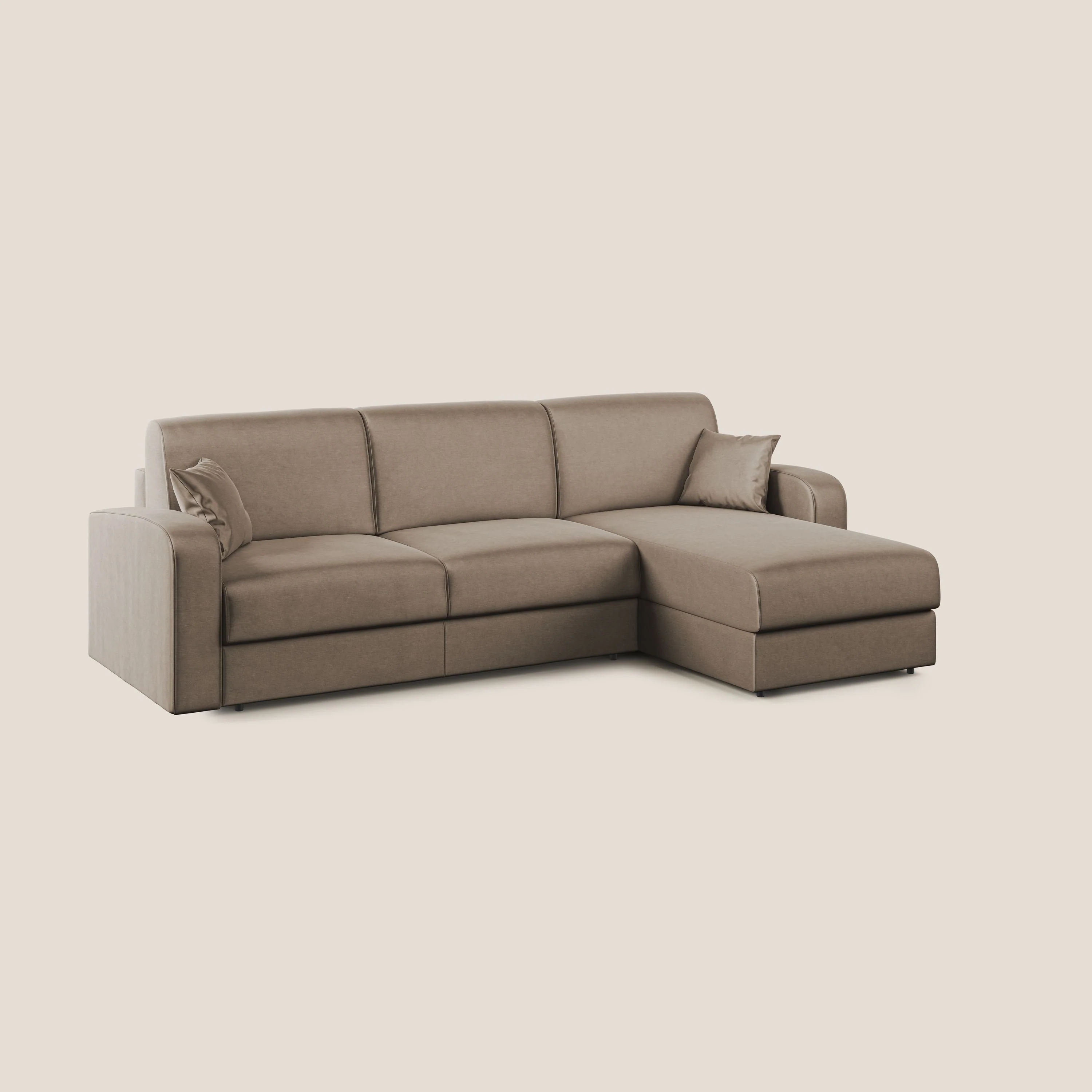 Lebron canapé d'angle convertible en velours T01 marron - Image 3