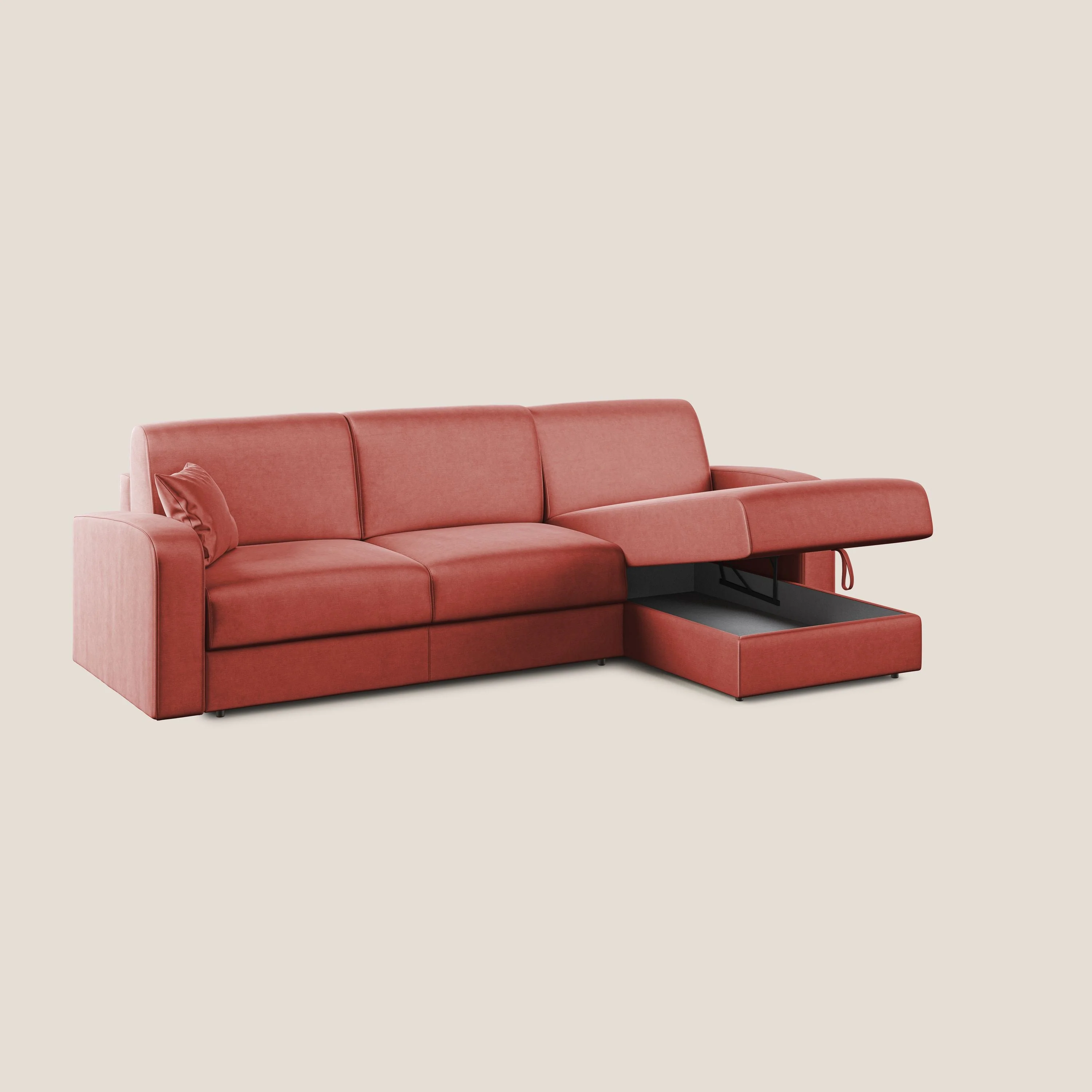 Lebron canapé d'angle convertible en velours T01 saumon - Image 2