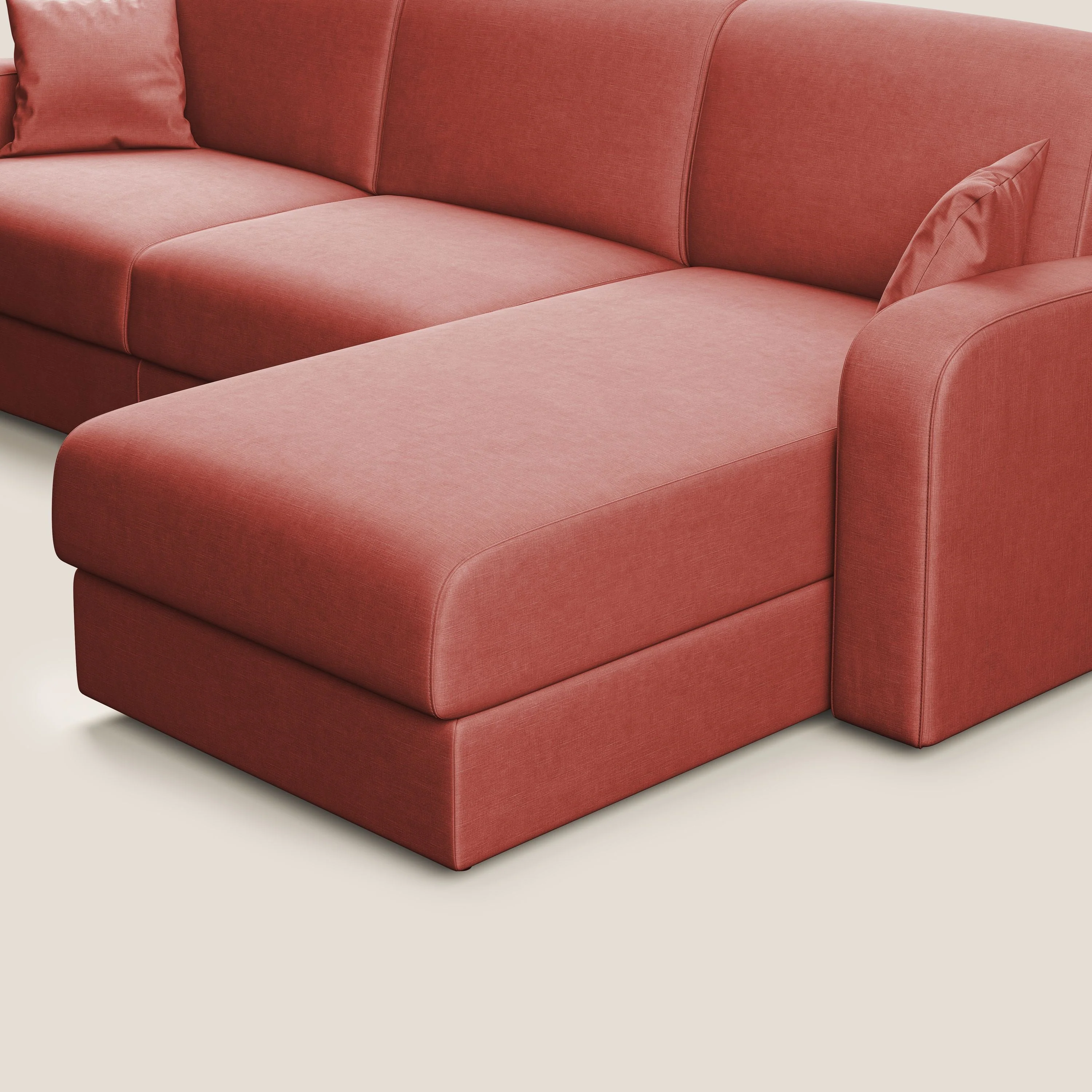 Lebron canapé d'angle convertible en velours T01 saumon - Image 5