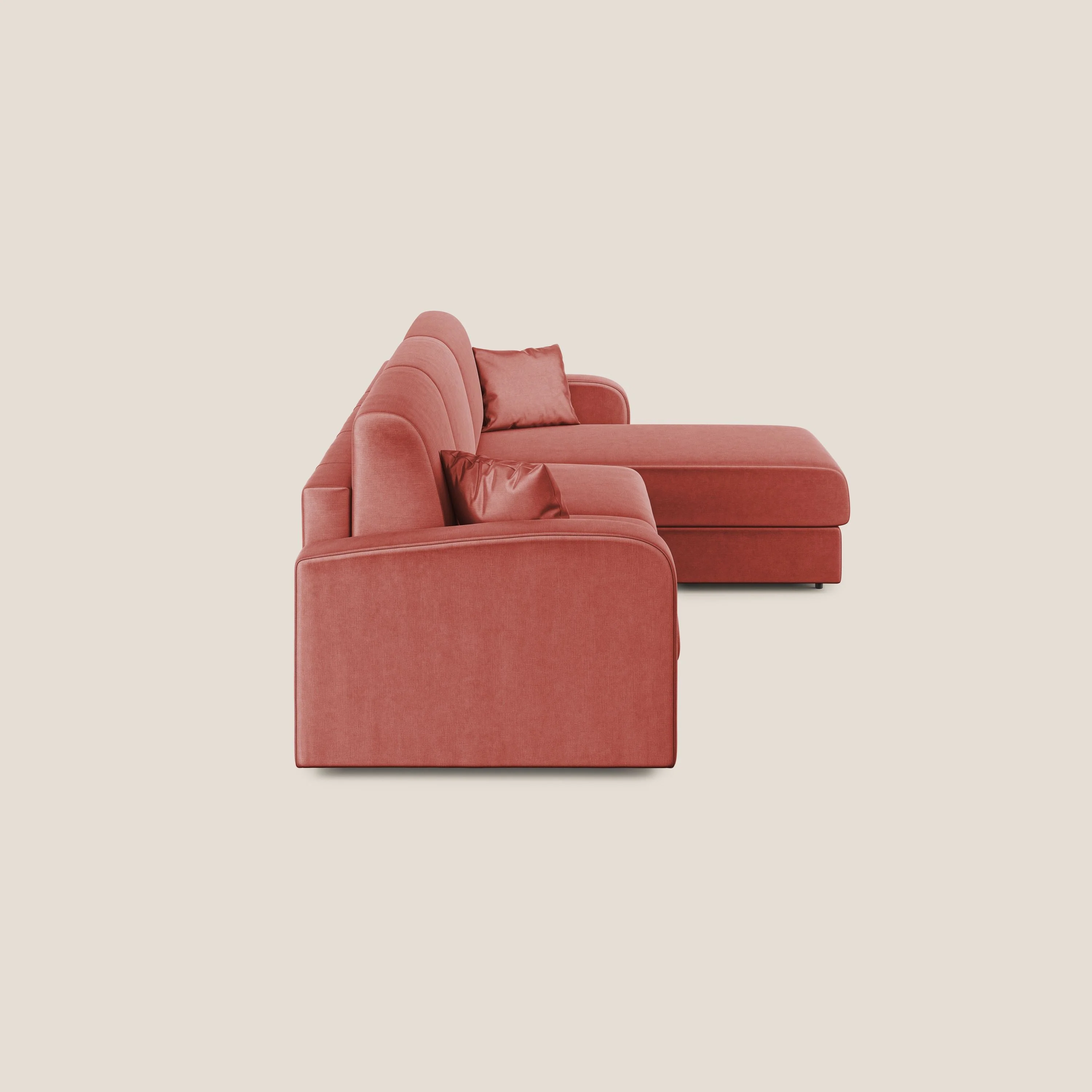 Lebron canapé d'angle convertible en velours T01 saumon - Image 6