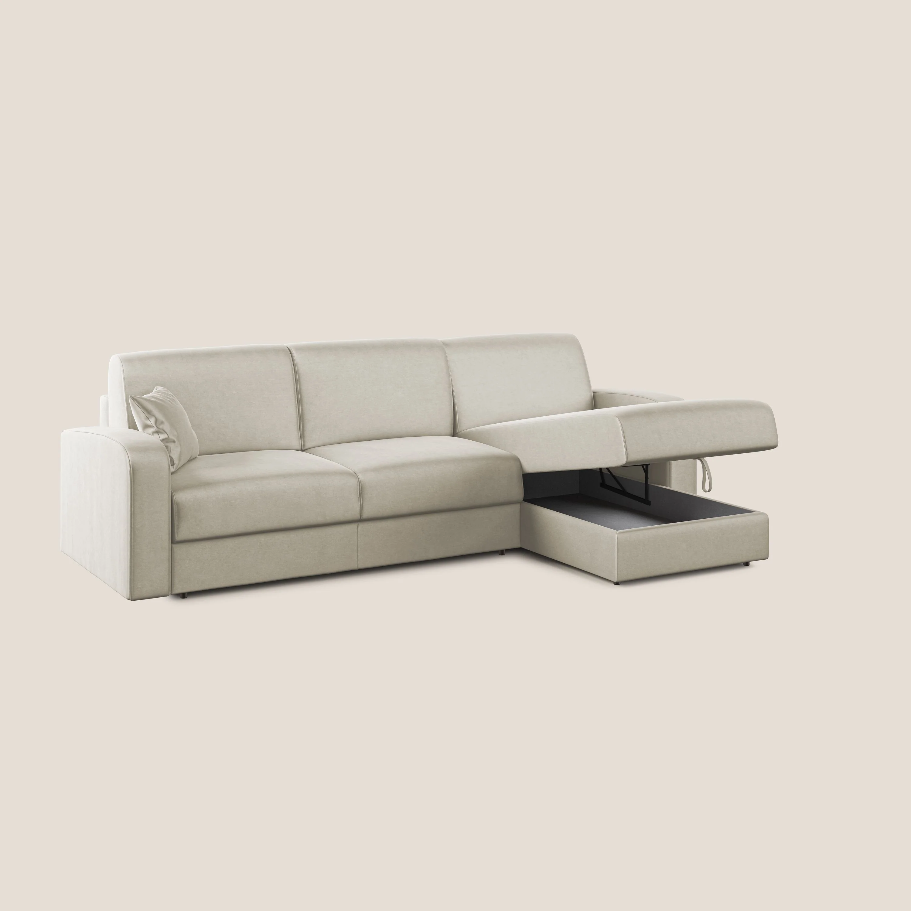 Lebron Canapé d'angle convertible en velours T01 crème - Image 2