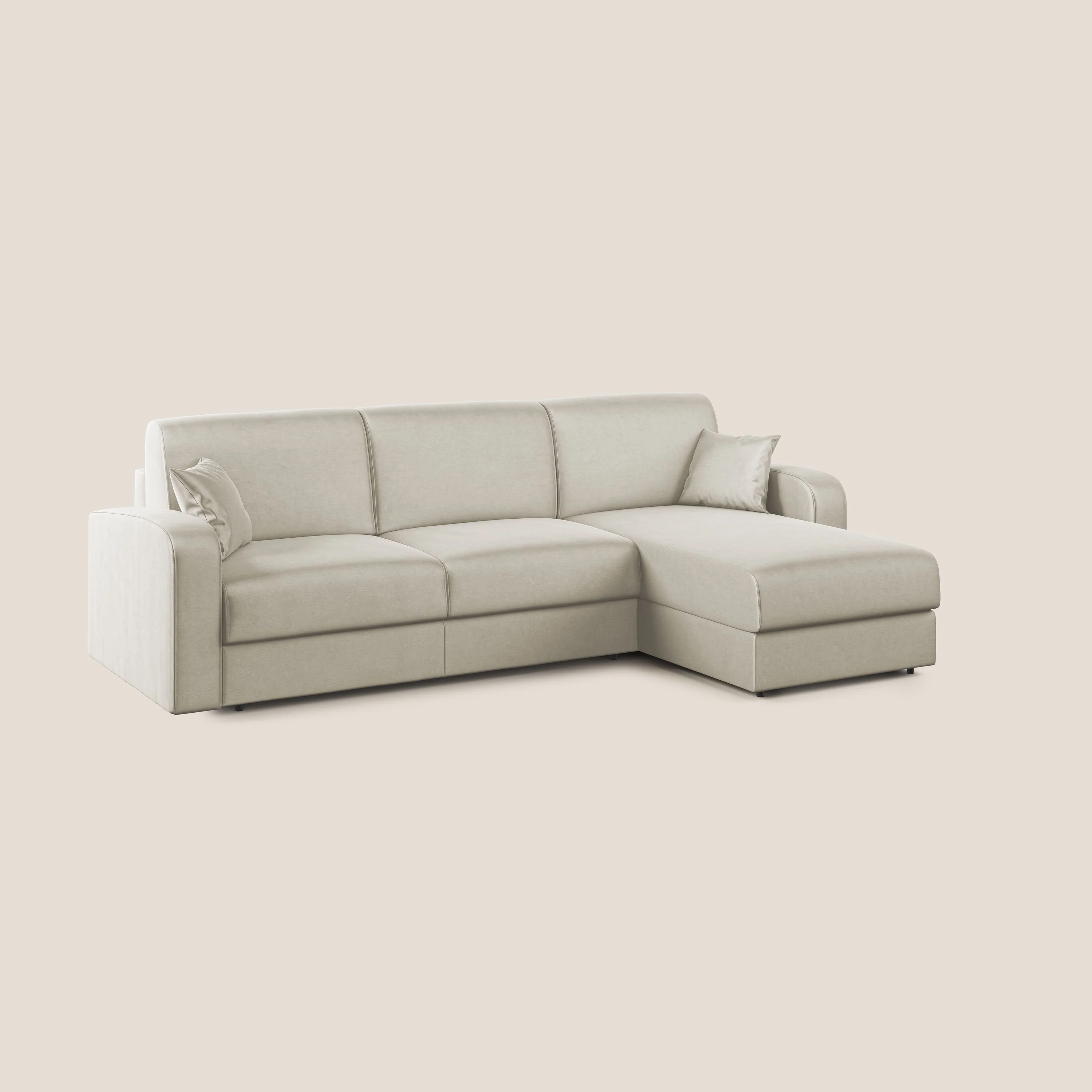 Lebron Canapé d'angle convertible en velours T01 crème - Image 3