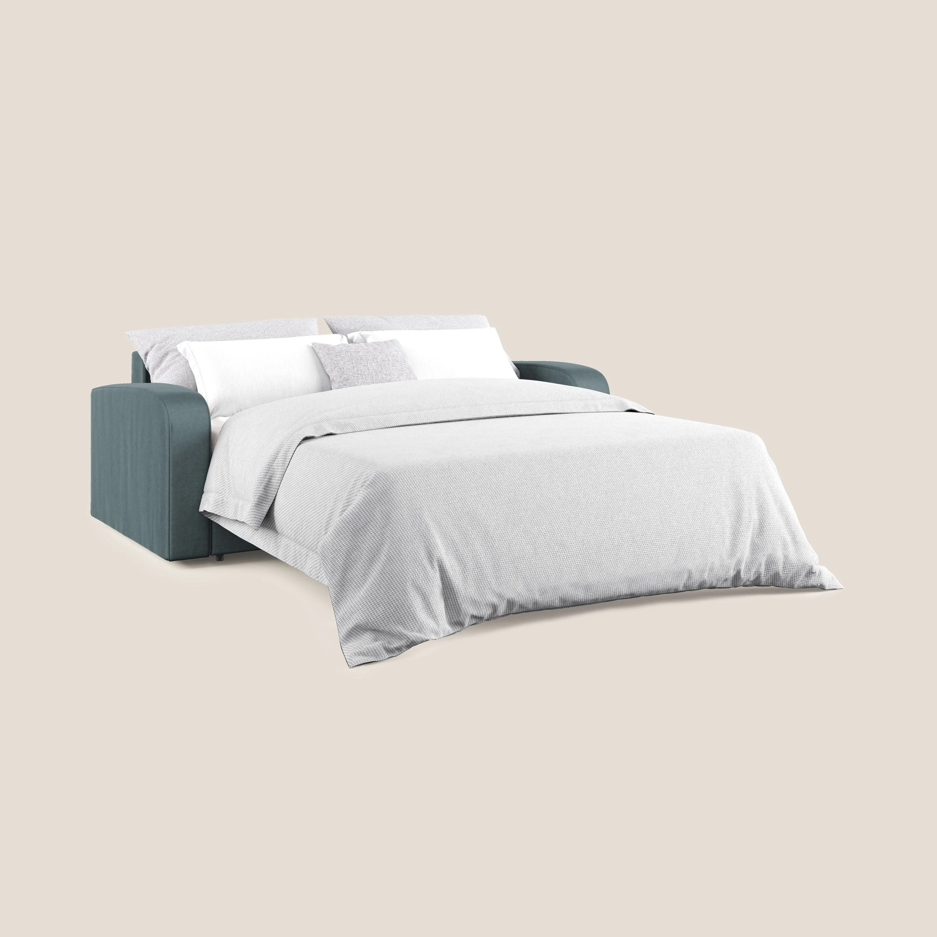 Lebron canapé lit convertible en VELOURS T01 bleu canard - Image 2