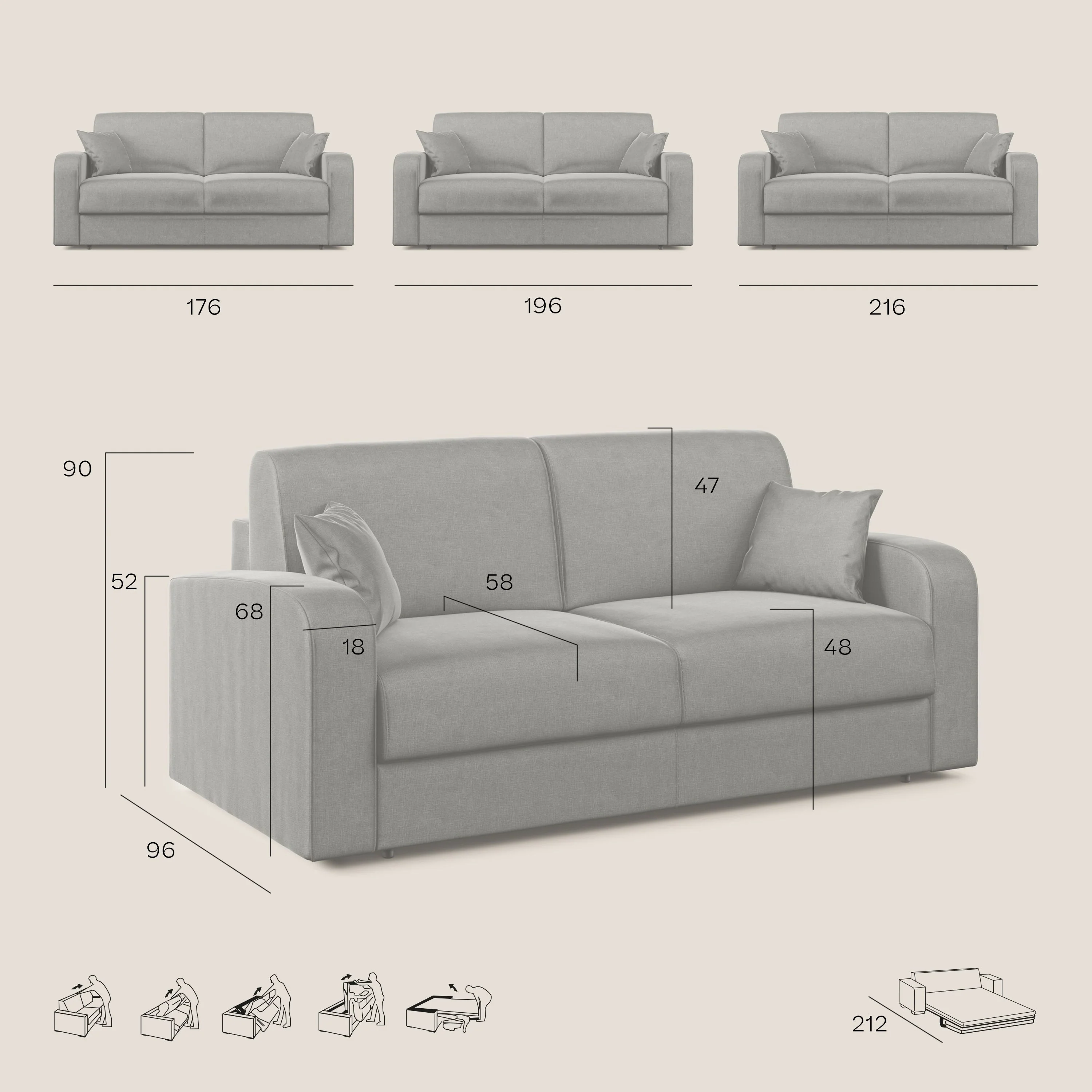 Lebron canapé lit convertible en VELOURS T01 gris clair - Image 10