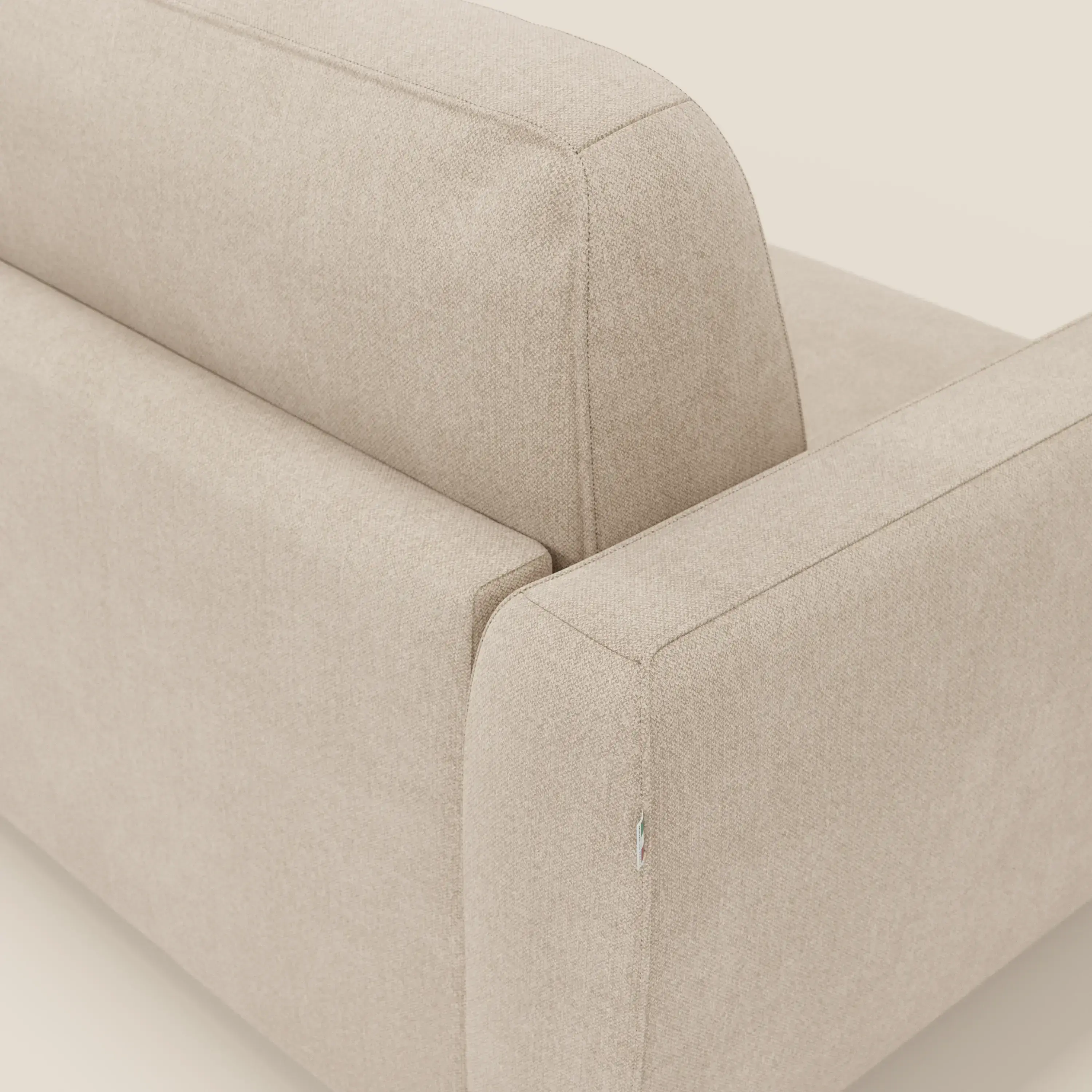 Leonida canapé convertible déhoussable et matelas H 18 cm - coffre à oreiller en tissu détachable T23 beige - Image 8