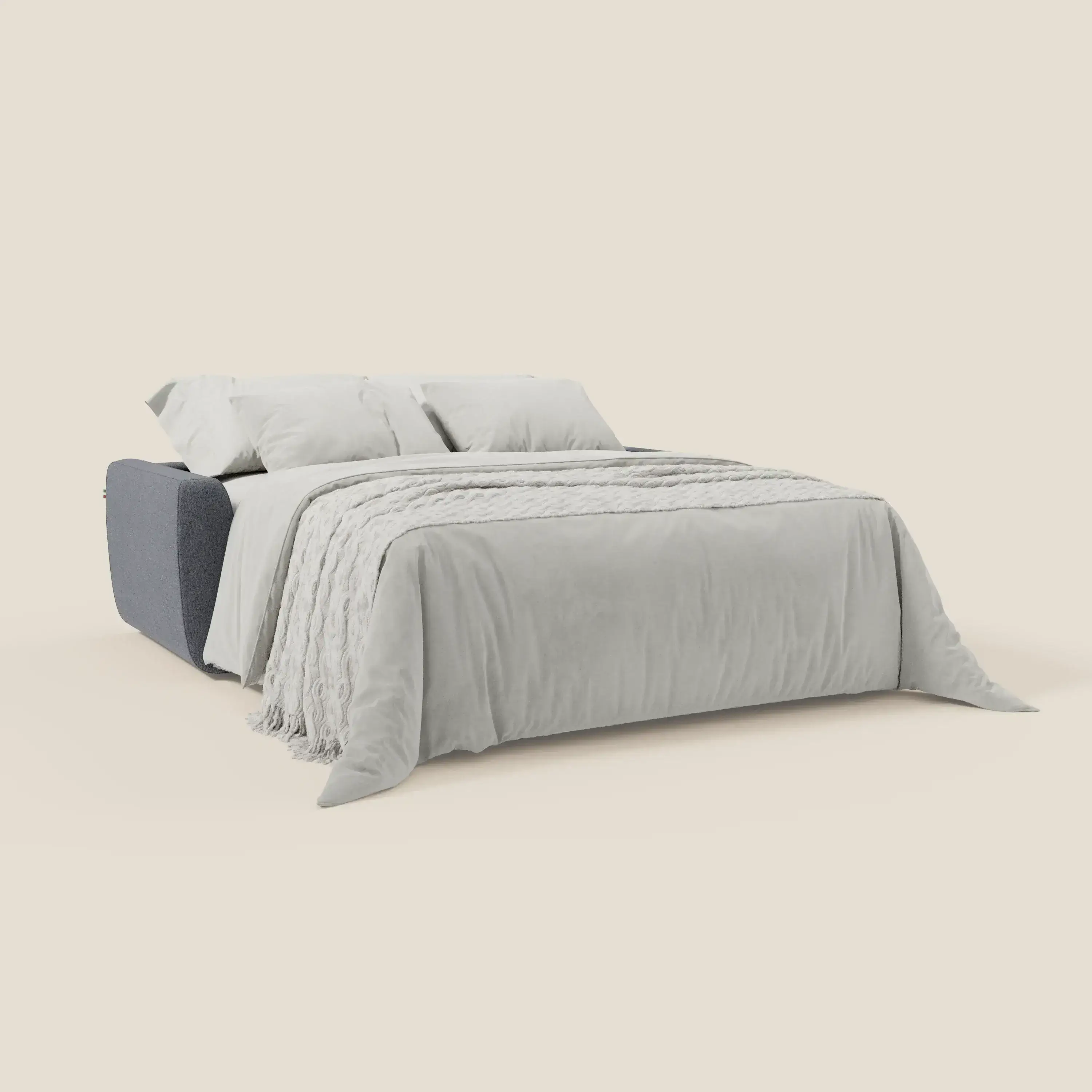 Leonida canapé convertible déhoussable et matelas H 18 cm - coffre à oreiller en tissu détachable T23 bleu graphite - Image 2