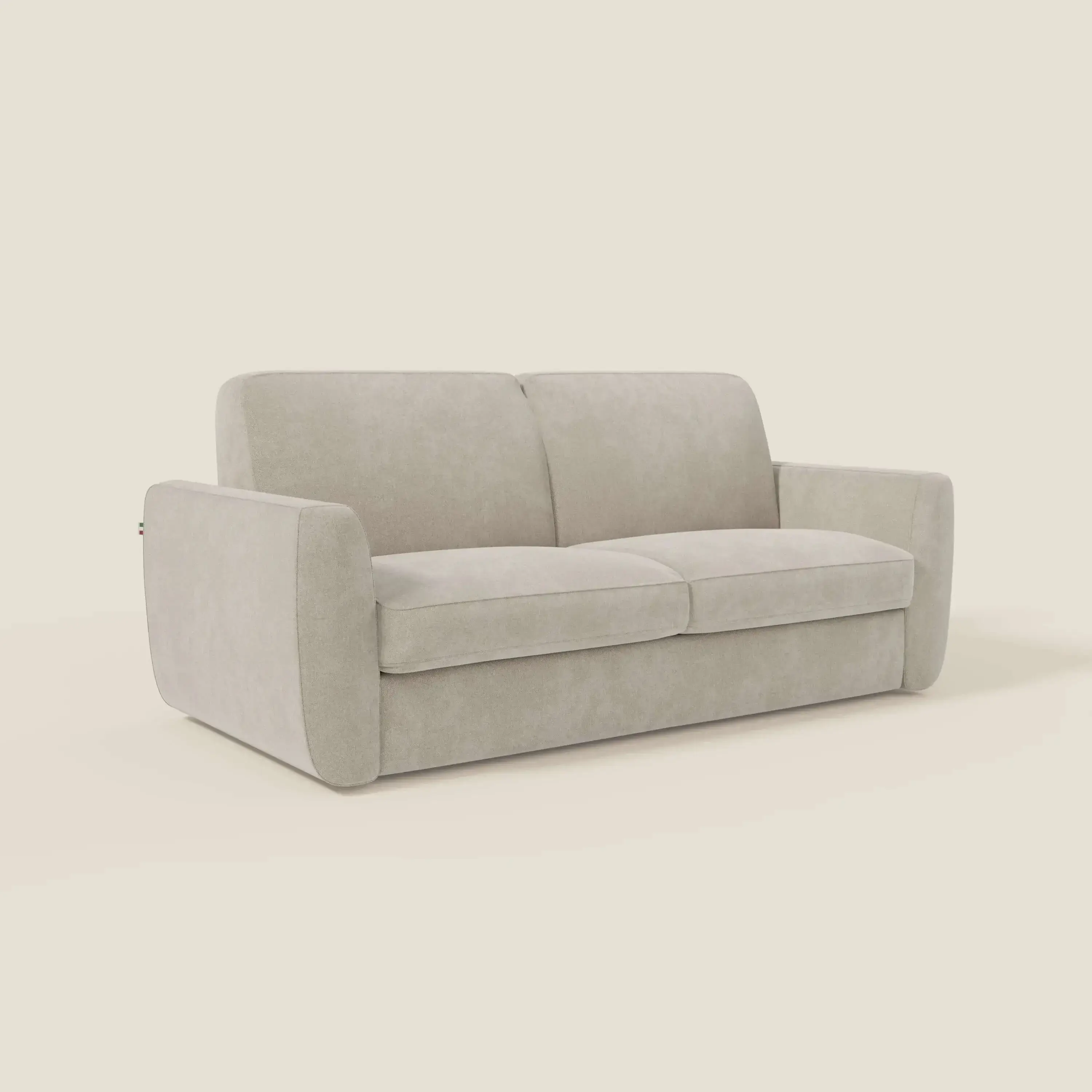 Leonida canapé convertible déhoussable et matelas H 18 cm - coffre à oreiller en tissu détachable T23 crème - Image 3