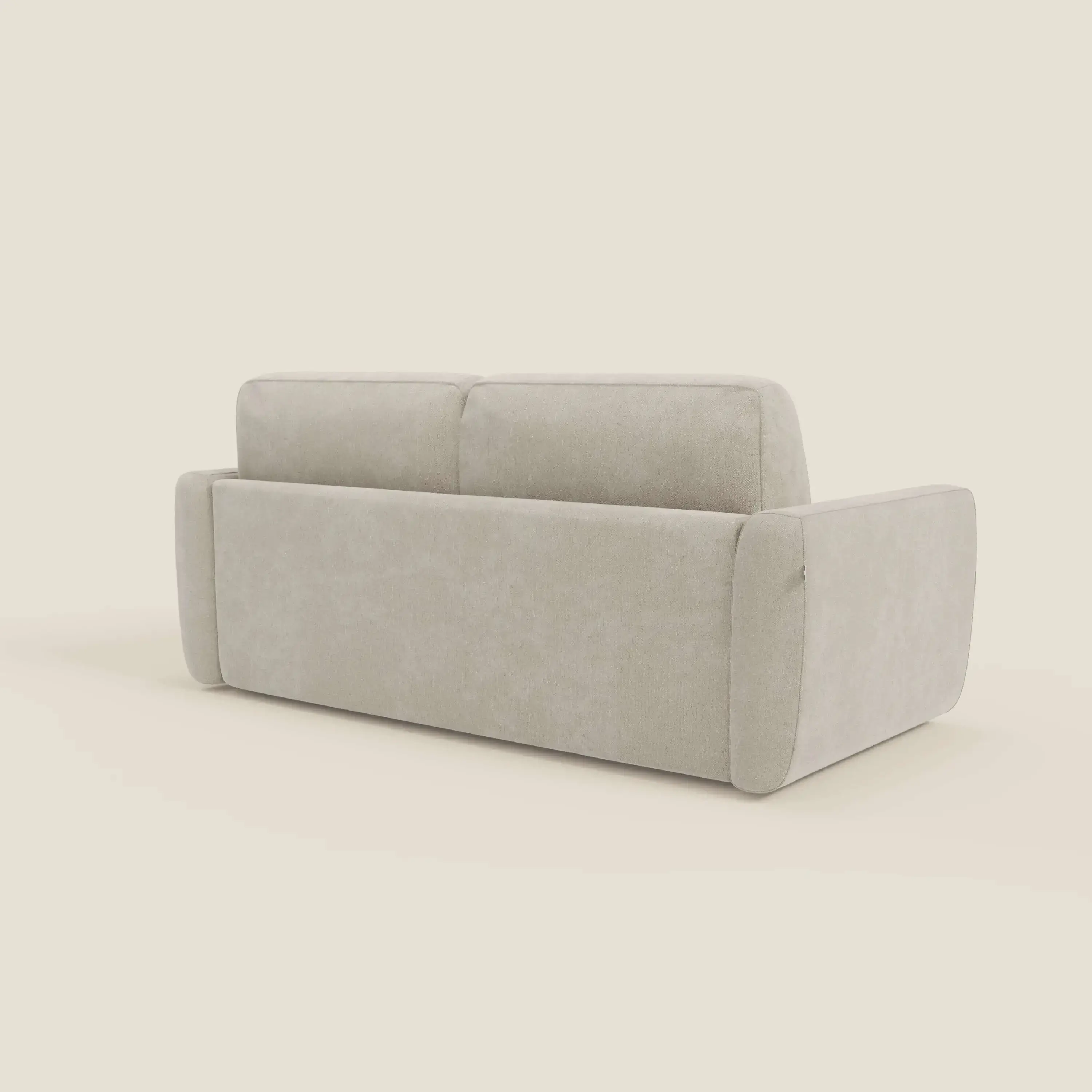 Leonida canapé convertible déhoussable et matelas H 18 cm - coffre à oreiller en tissu détachable T23 crème - Image 5