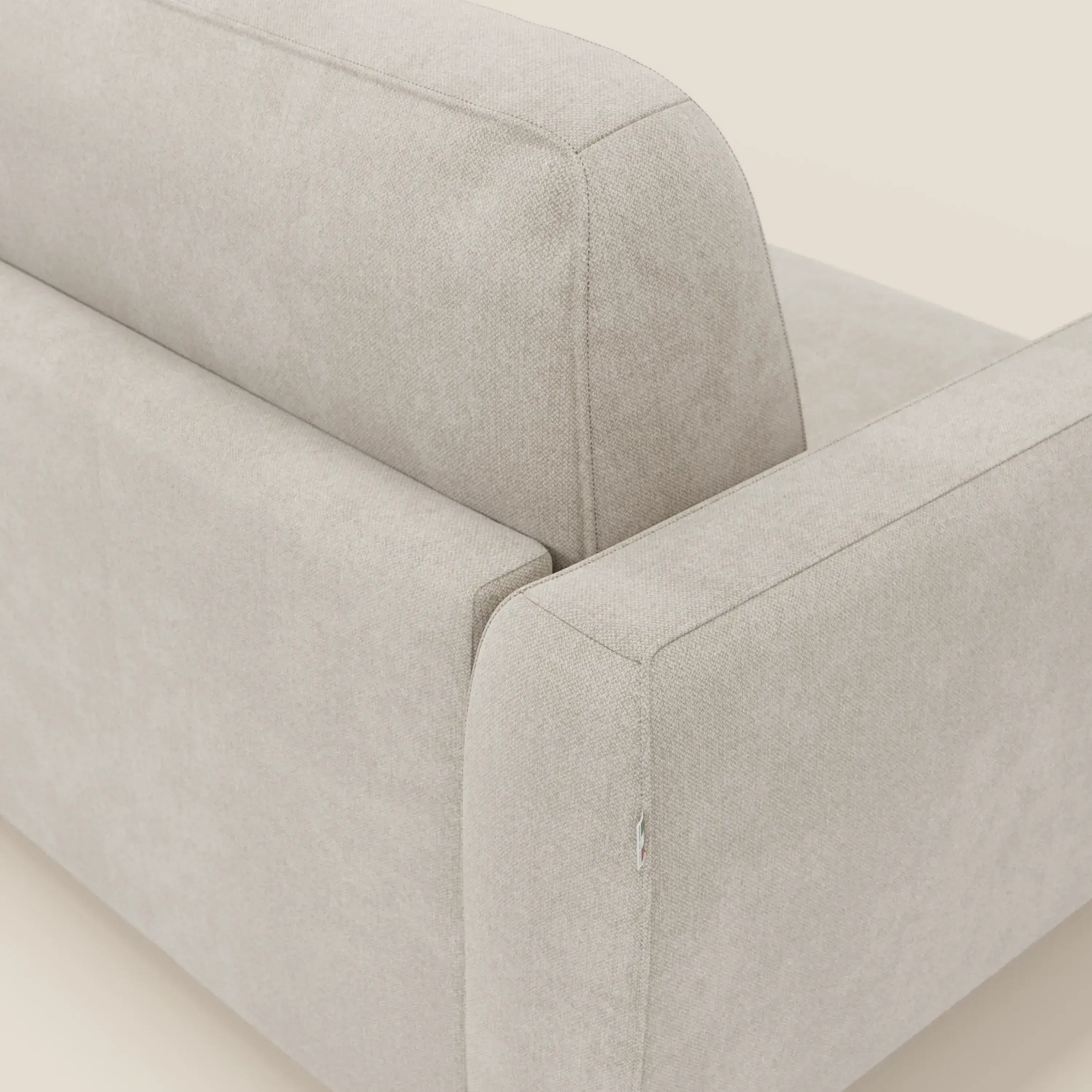 Leonida canapé convertible déhoussable et matelas H 18 cm - coffre à oreiller en tissu détachable T23 crème - Image 8