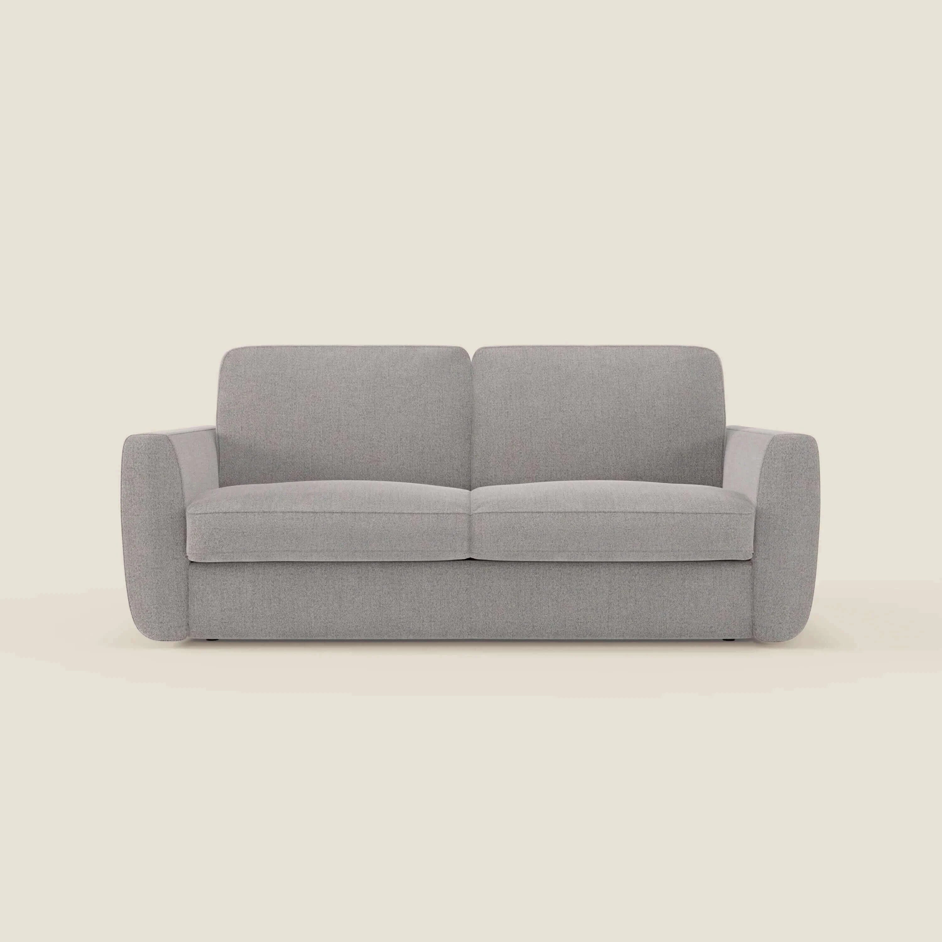 Leonida canapé convertible déhoussable et matelas H 18 cm - coffre à oreiller en tissu détachable T23 gris
