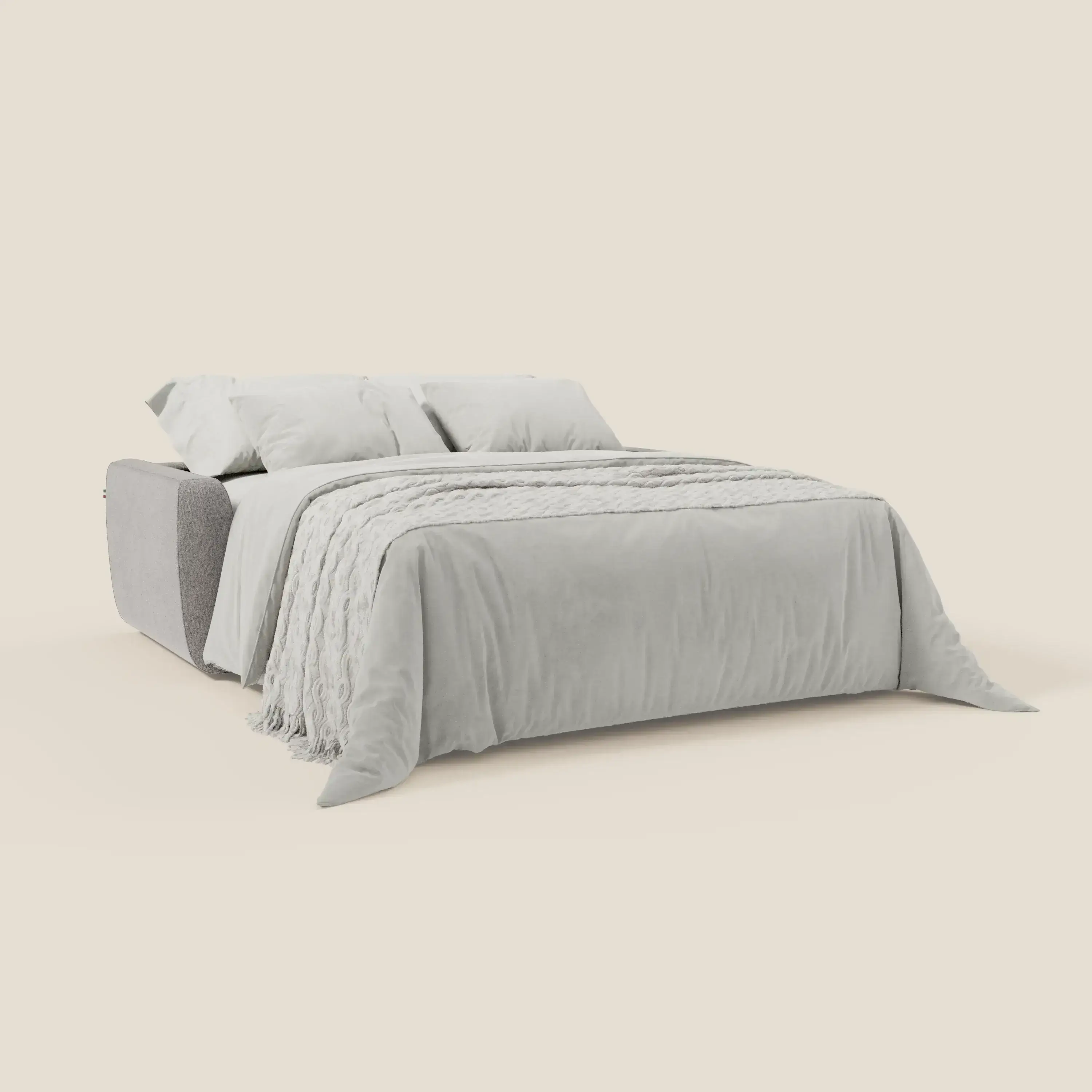 Leonida canapé convertible déhoussable et matelas H 18 cm - coffre à oreiller en tissu détachable T23 gris - Image 2